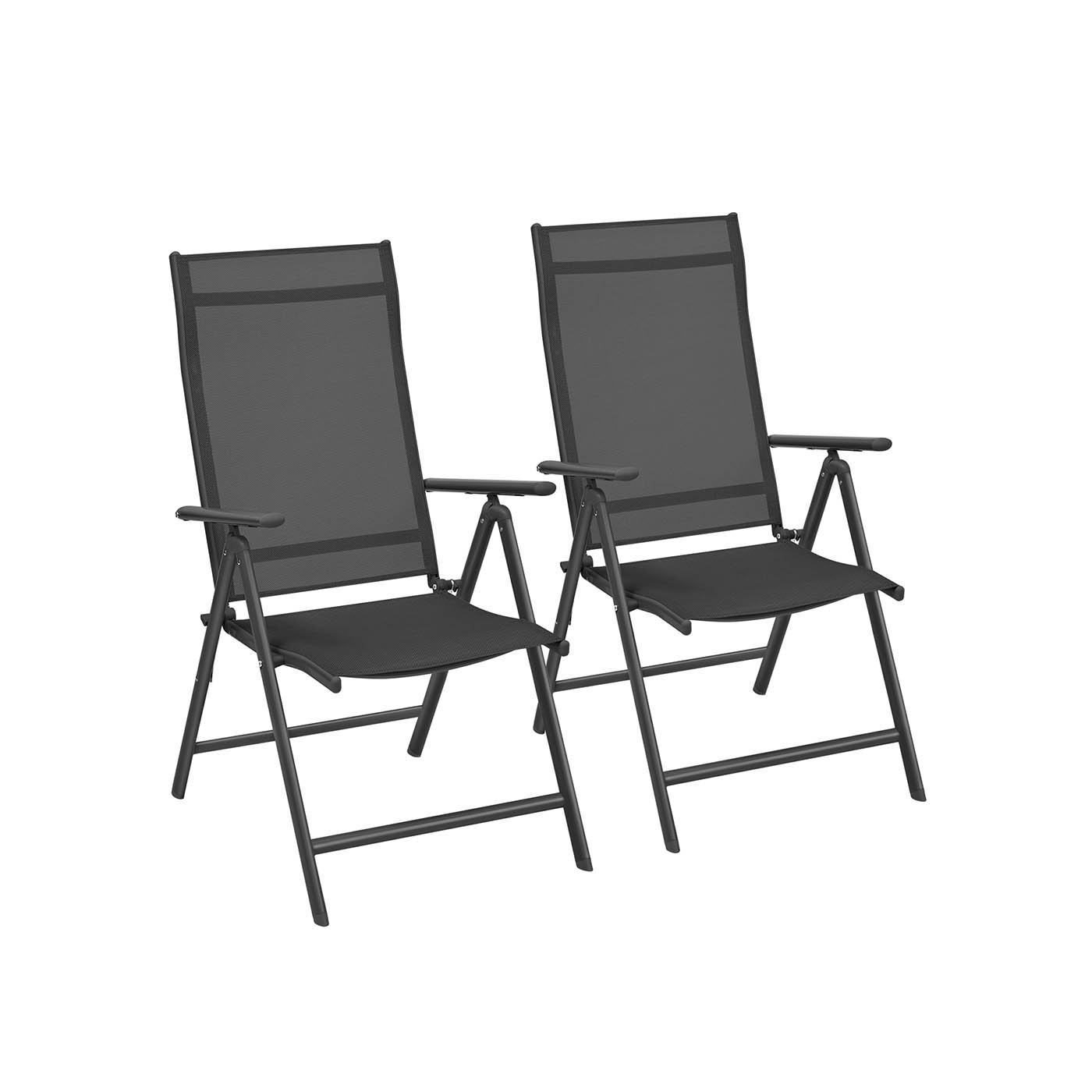 Garden Chairs - TARNA Folding Set of 2 Heavy Duty Aluminium Frame - Black - Indigo Home
