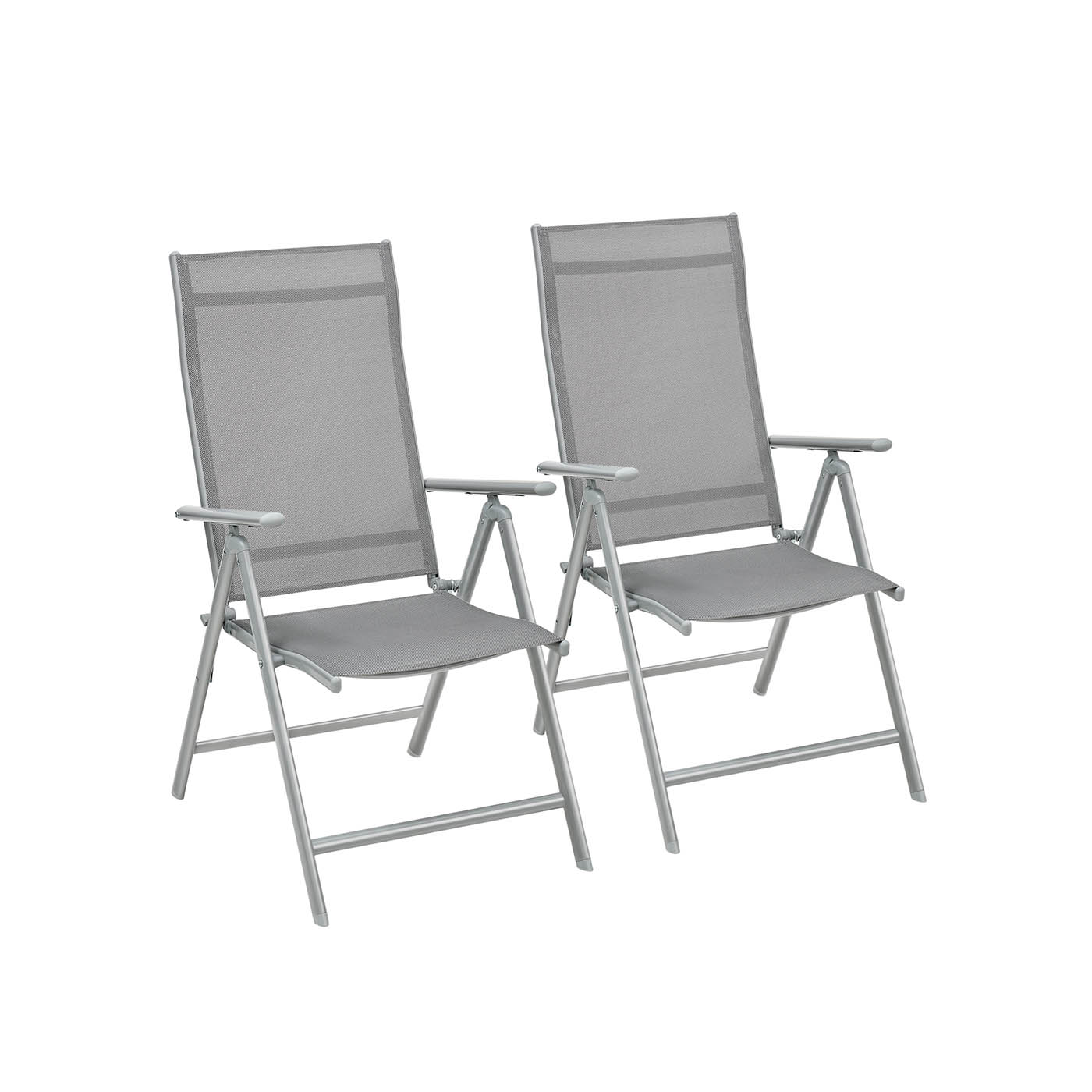 Garden Chairs - TARNA Folding Set of 2 Heavy Duty Aluminium Frame - Grey - Indigo Home
