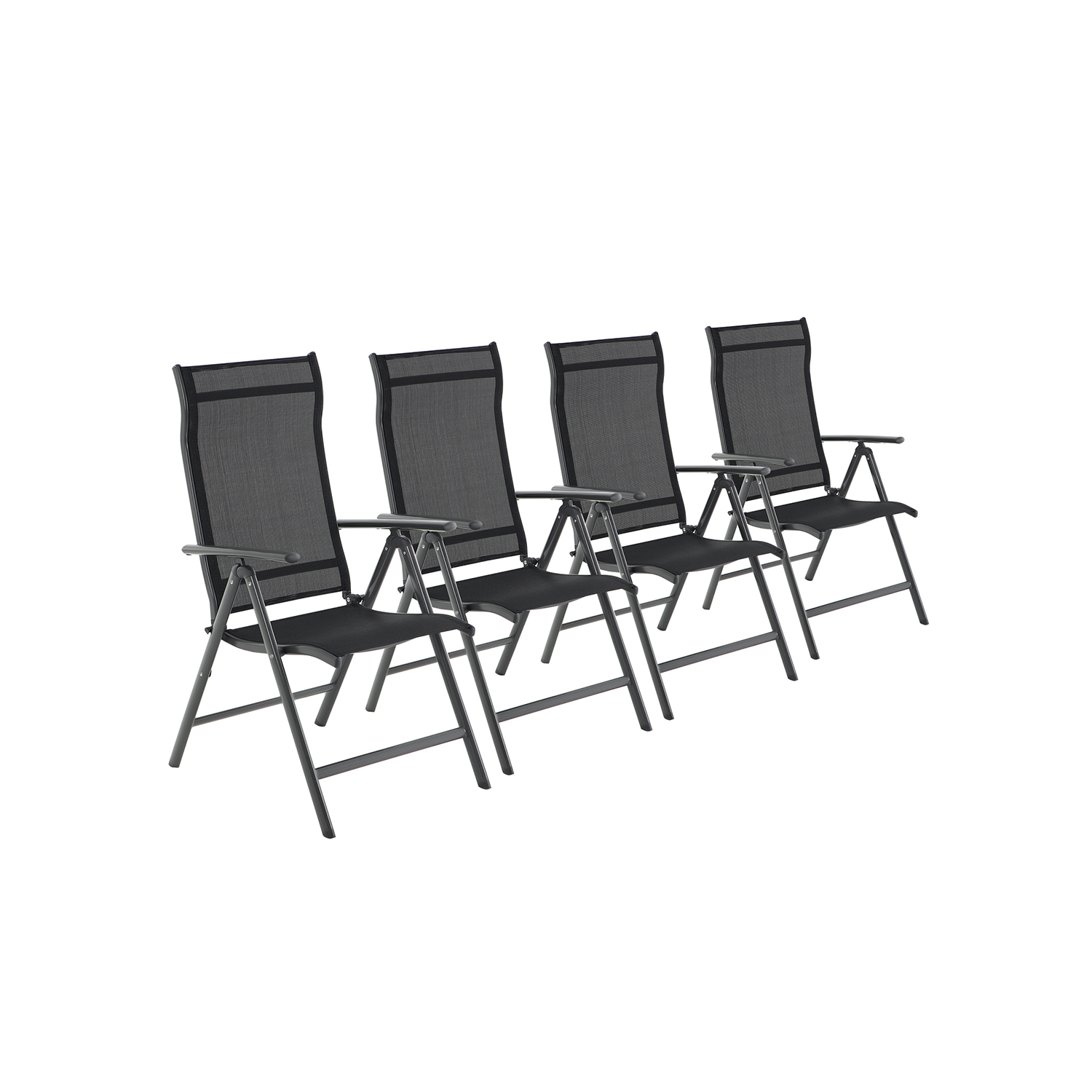 Garden Chairs - VIVLIA Folding Set of 4 150 kg Capacity - Black - Indigo Home
