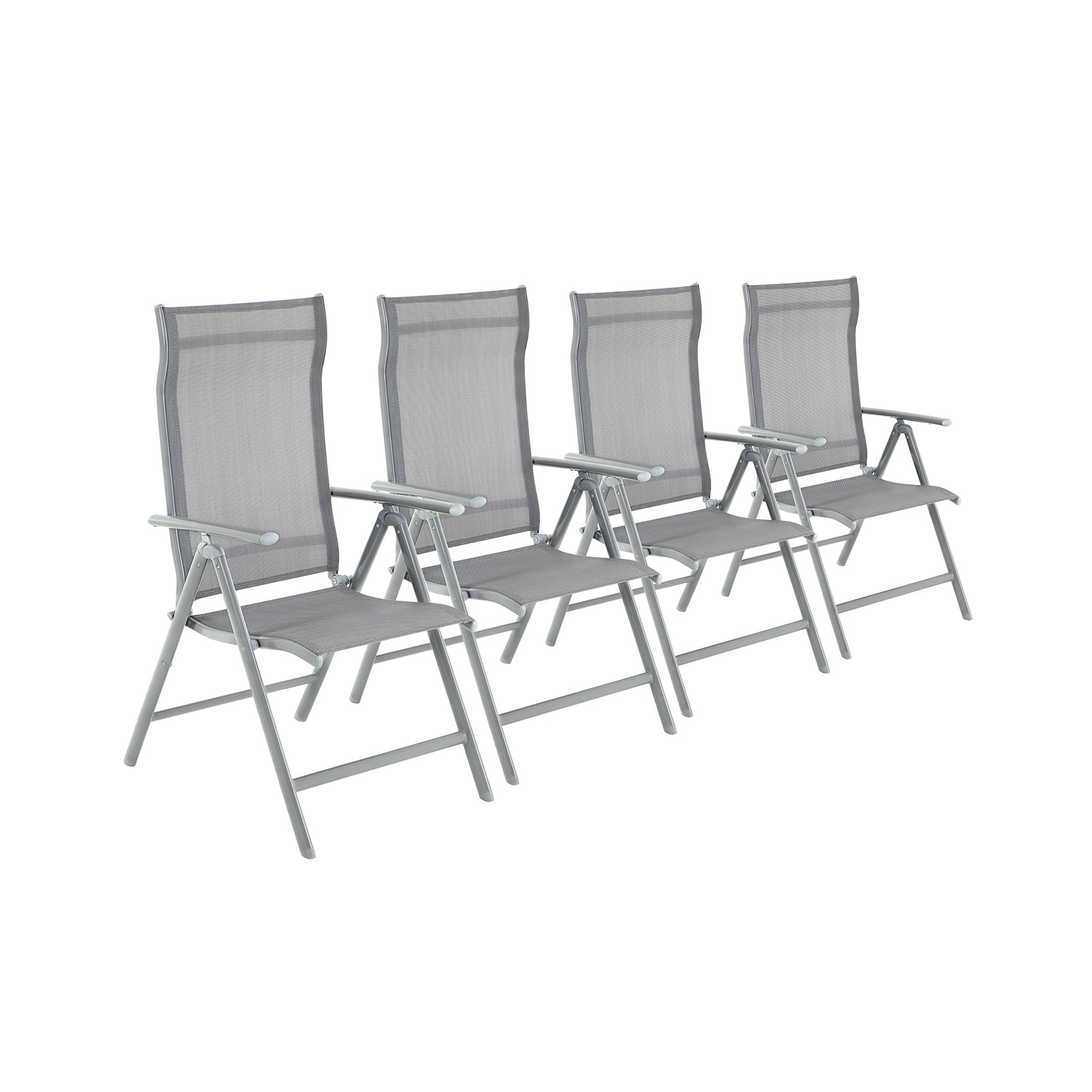 Garden Chairs - VIVLIA Folding Set of 4 150 kg Capacity - Grey - Indigo Home