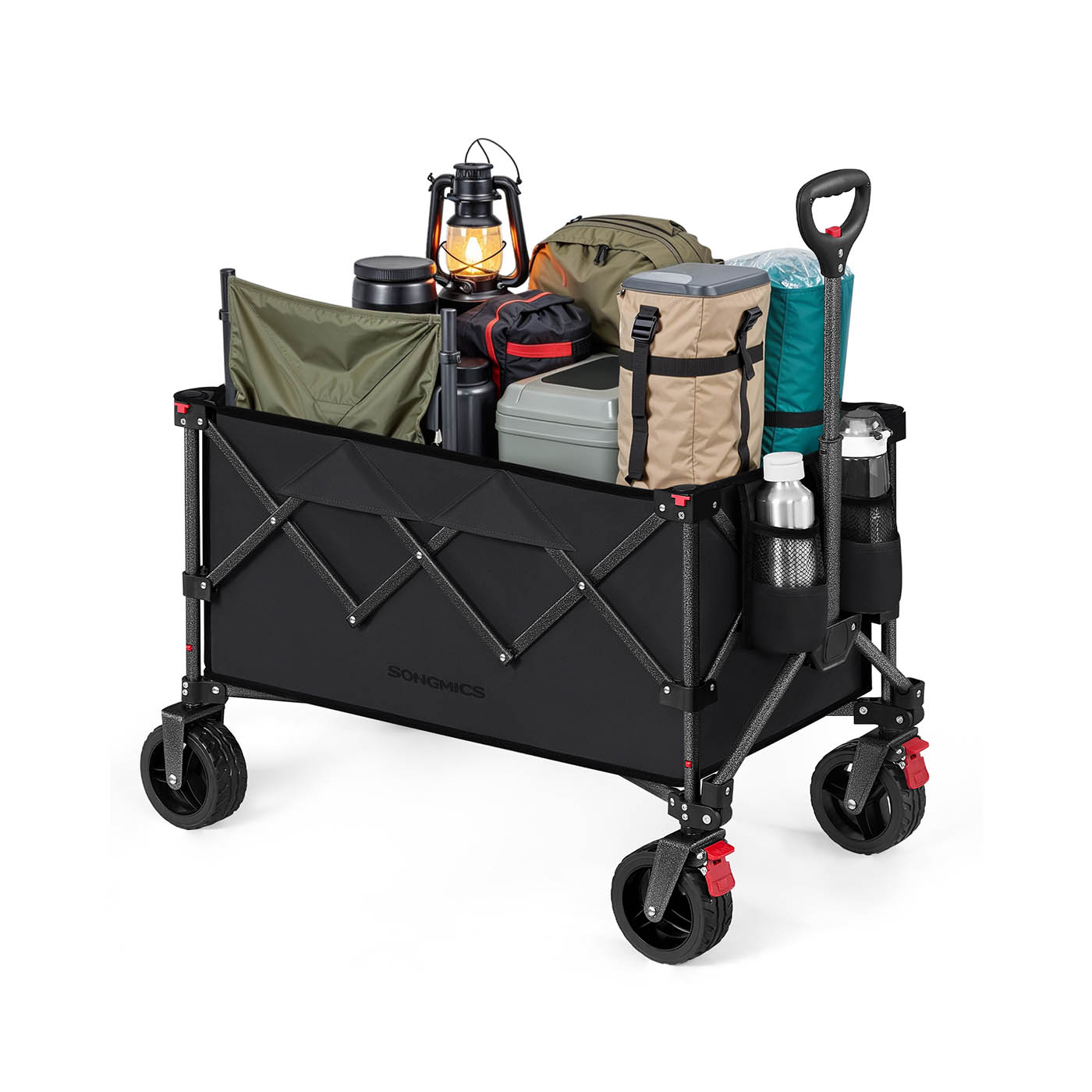 Trolley - LUMRIA Foldable Trolley with Handle 150 L Capacity - Black - Indigo Home