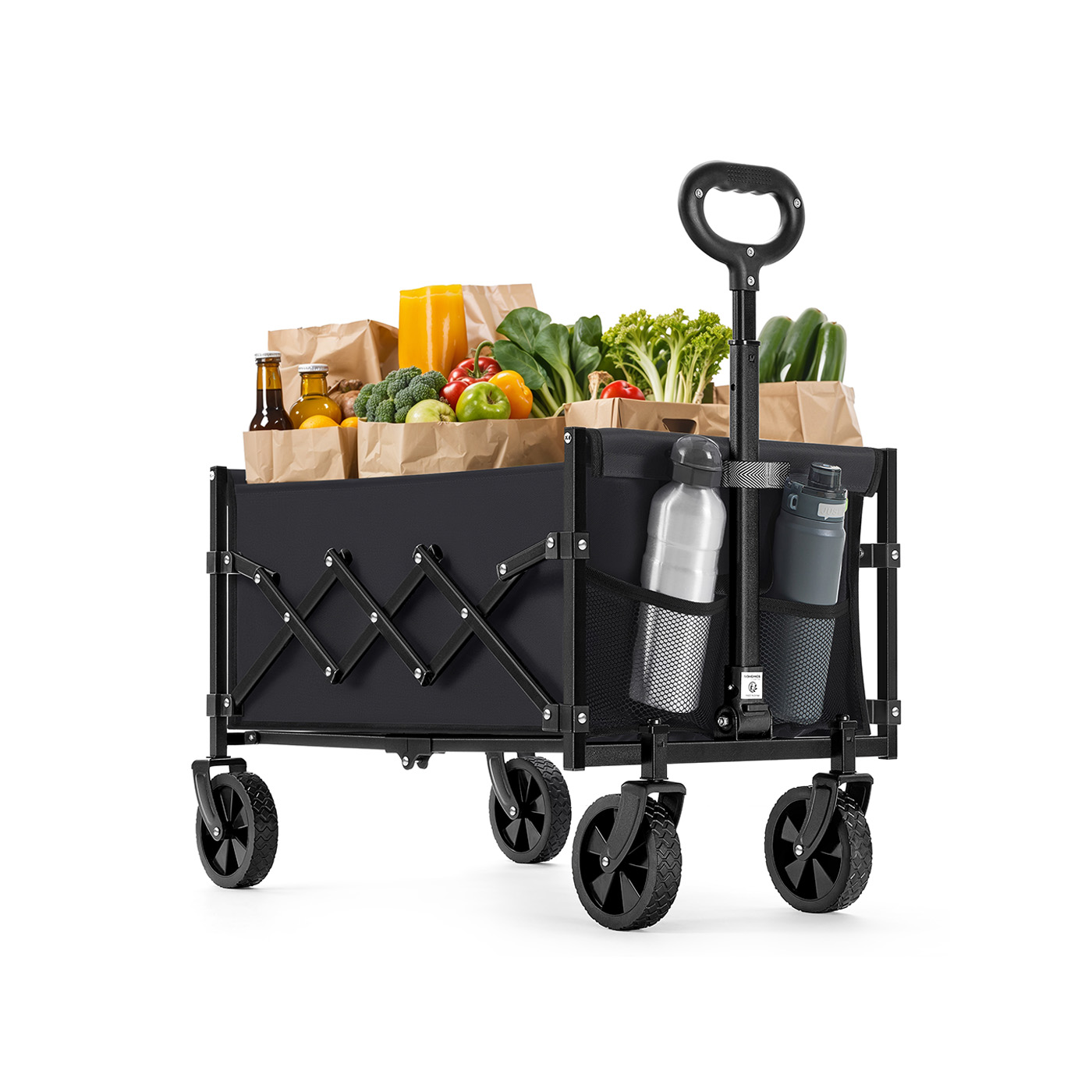 Camping Trolley - AVOZA Foldable Camping Trolley with Wheels - Black - Indigo Home