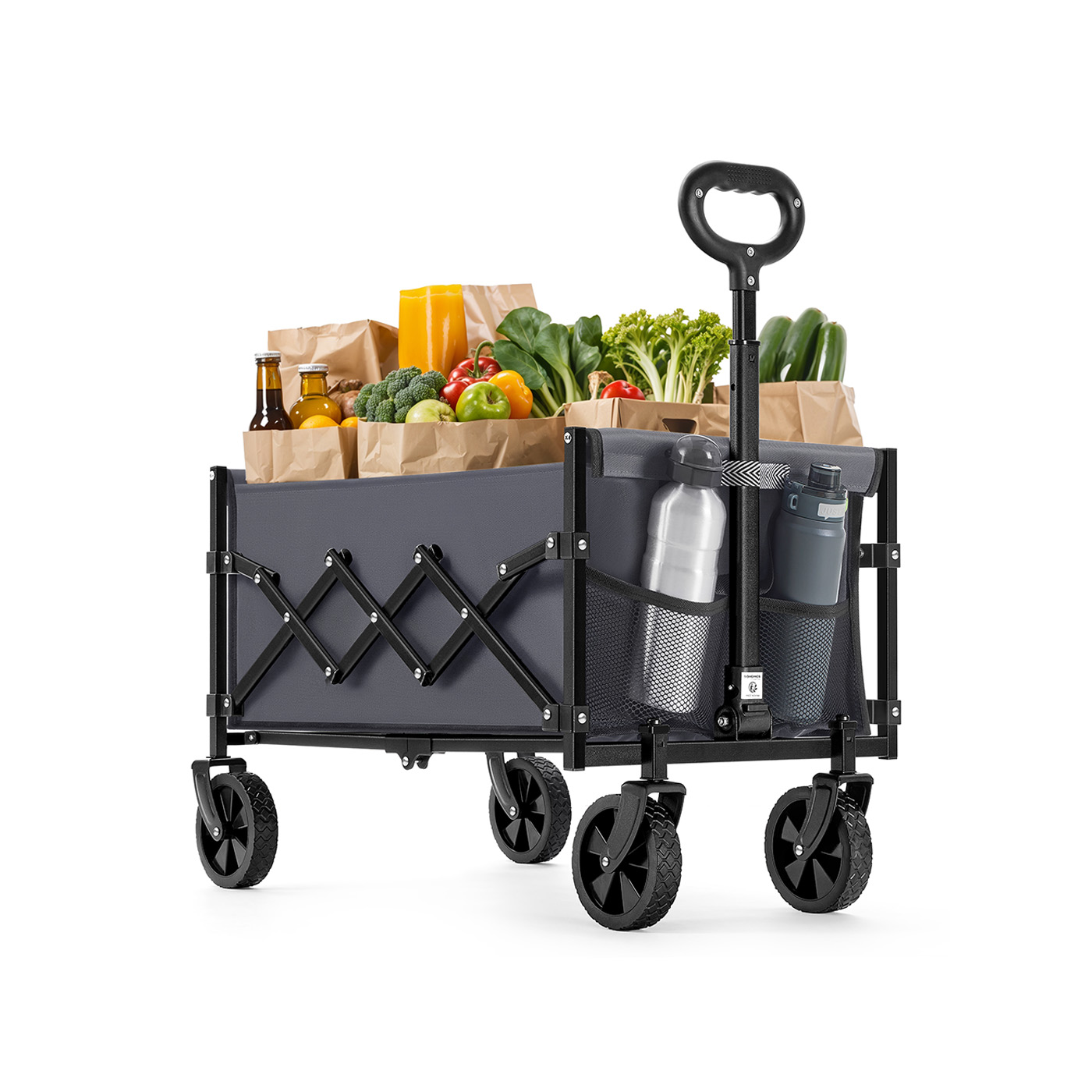 Camping Trolley - AVOZA Foldable Trolley with 4 Reinforced Wheels - Grey - Indigo Home