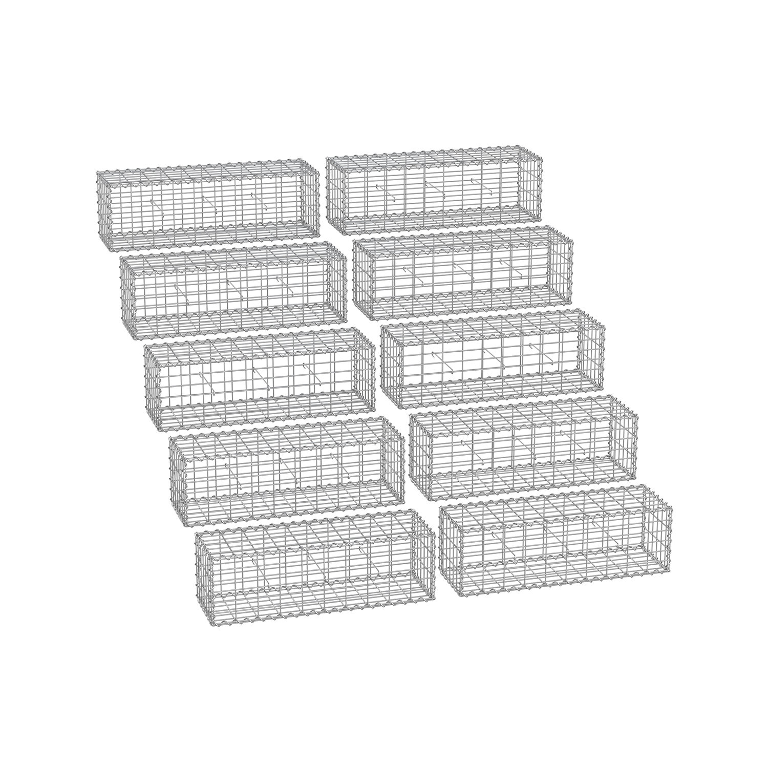 Gabion Cage - NOVRA Metal Mesh Gabion - 5 x 10 cm - Silver - Indigo Home