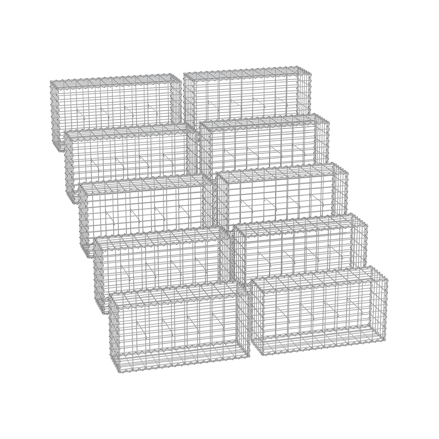 Gabion Cage - NOVRA Metal Stone Cage 100 x 50 x 30 cm - Silver - Indigo Home