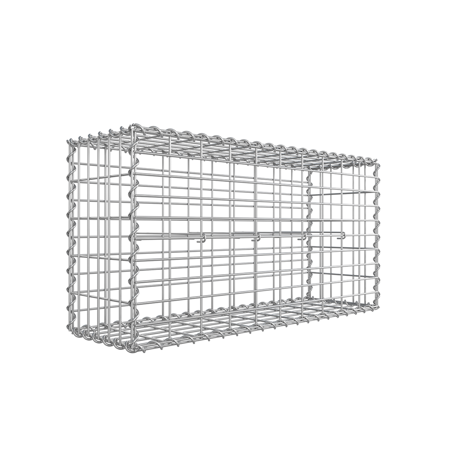 Gabion Basket, Metal Gabion Cage for Stones, Galvanised, Garden Decor Wall Partition, 100 x 50 x 30 cm, Silver GGB153 - Indigo Home