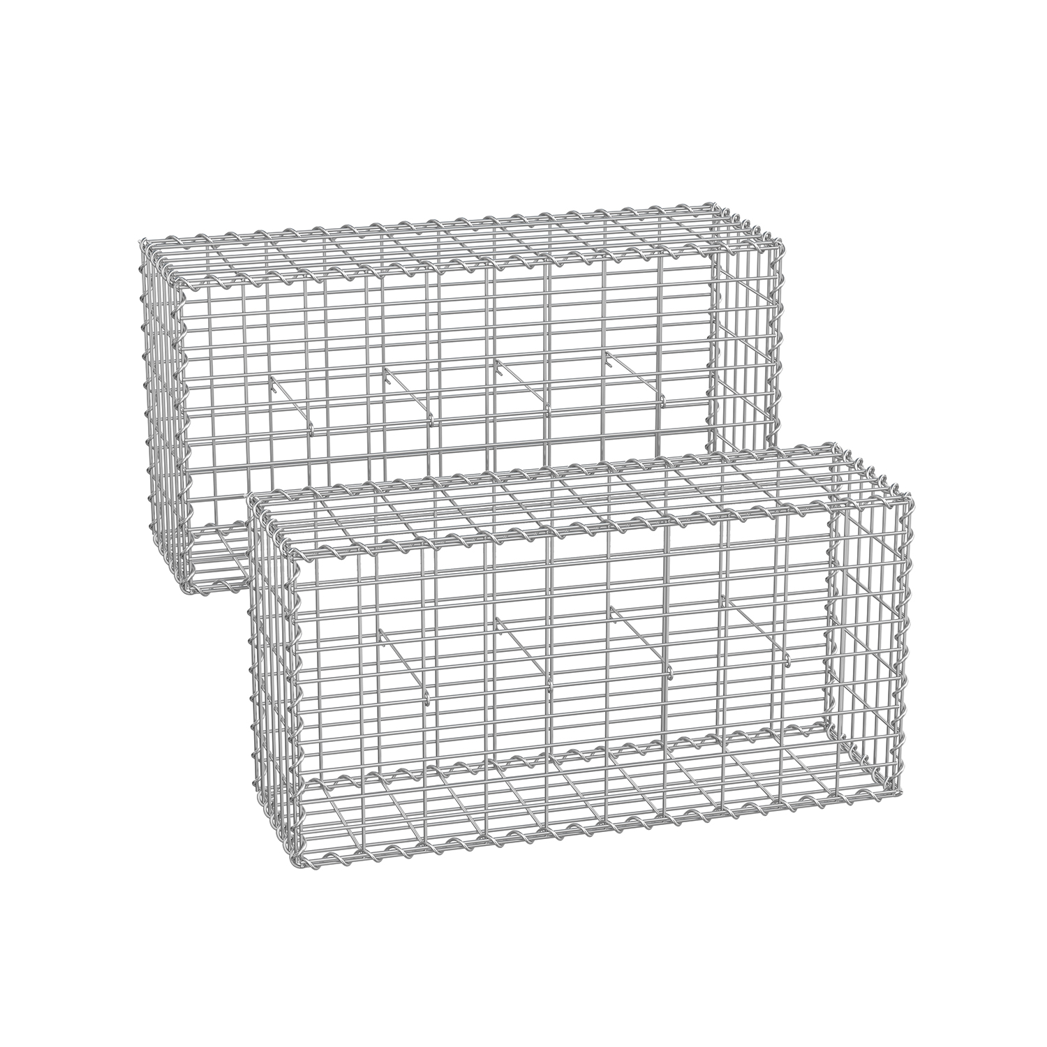 Gabion Cage - MARNIA Metal Stone Cage 100 x 50 x 30 cm - Silver - Indigo Home