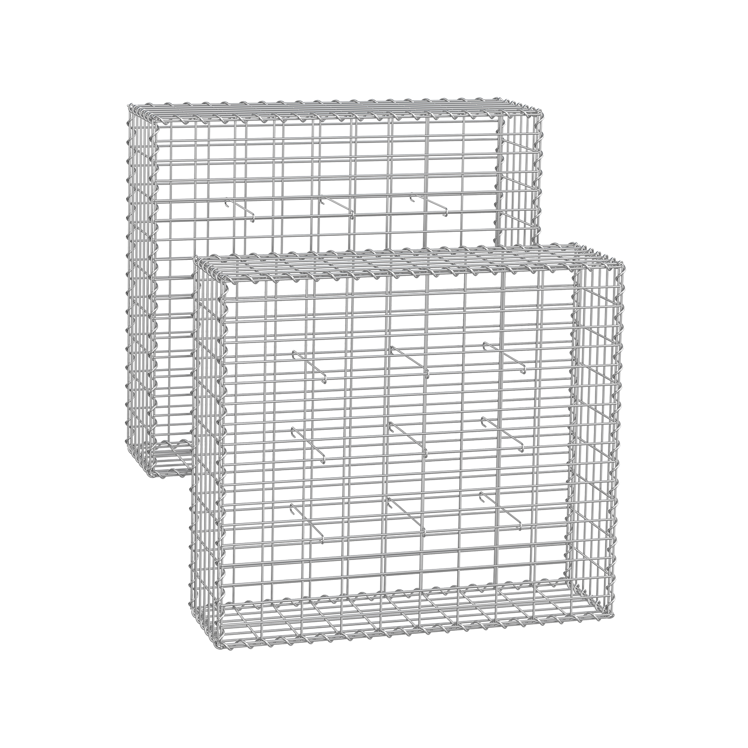 Gabion Cage - MARNIA Metal Stone Cage 100 x 90 x 30 cm - Silver - Indigo Home
