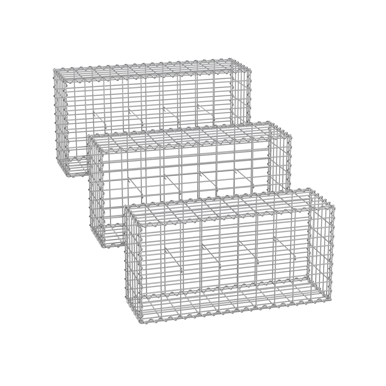 Gabion Cage - SOLZA Metal Stone Cage 100x50x30cm - Silver - Indigo Home