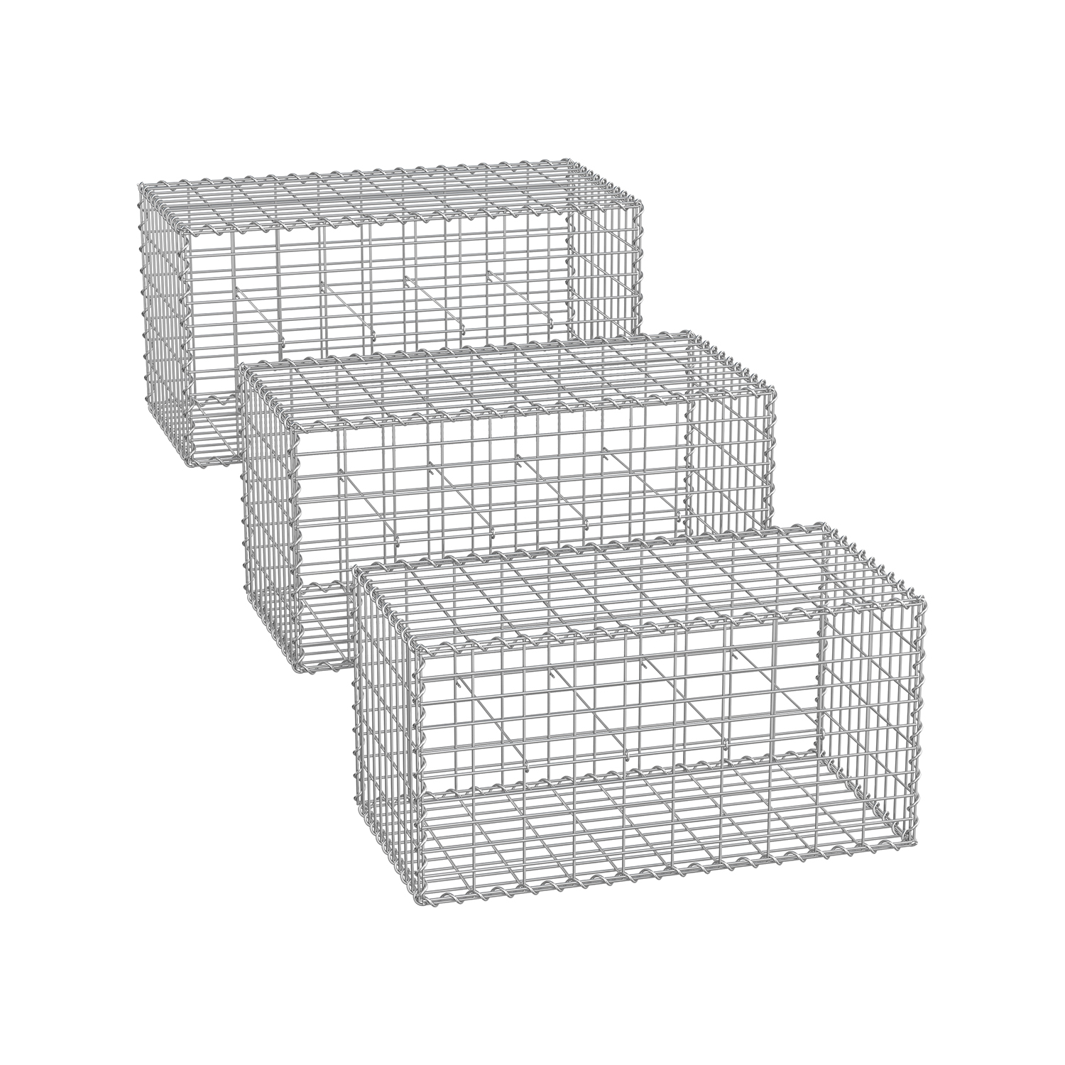 Gabion Cage - SOLZA Metal Stone Cage 100x50x50cm - Silver - Indigo Home
