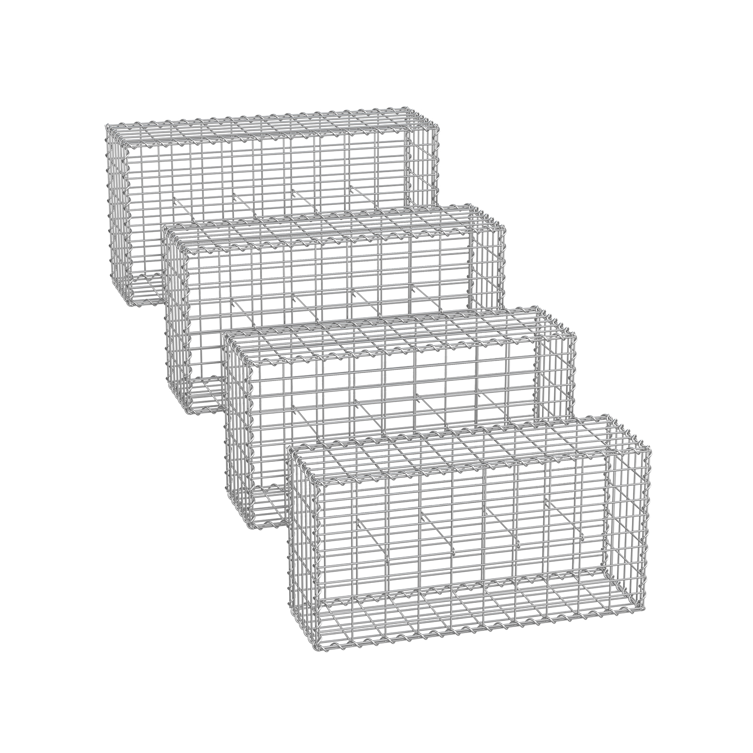 Gabion Cage - VELRAH Metal Stone Cage - 100 x 50 x 30 cm - Silver - Indigo Home