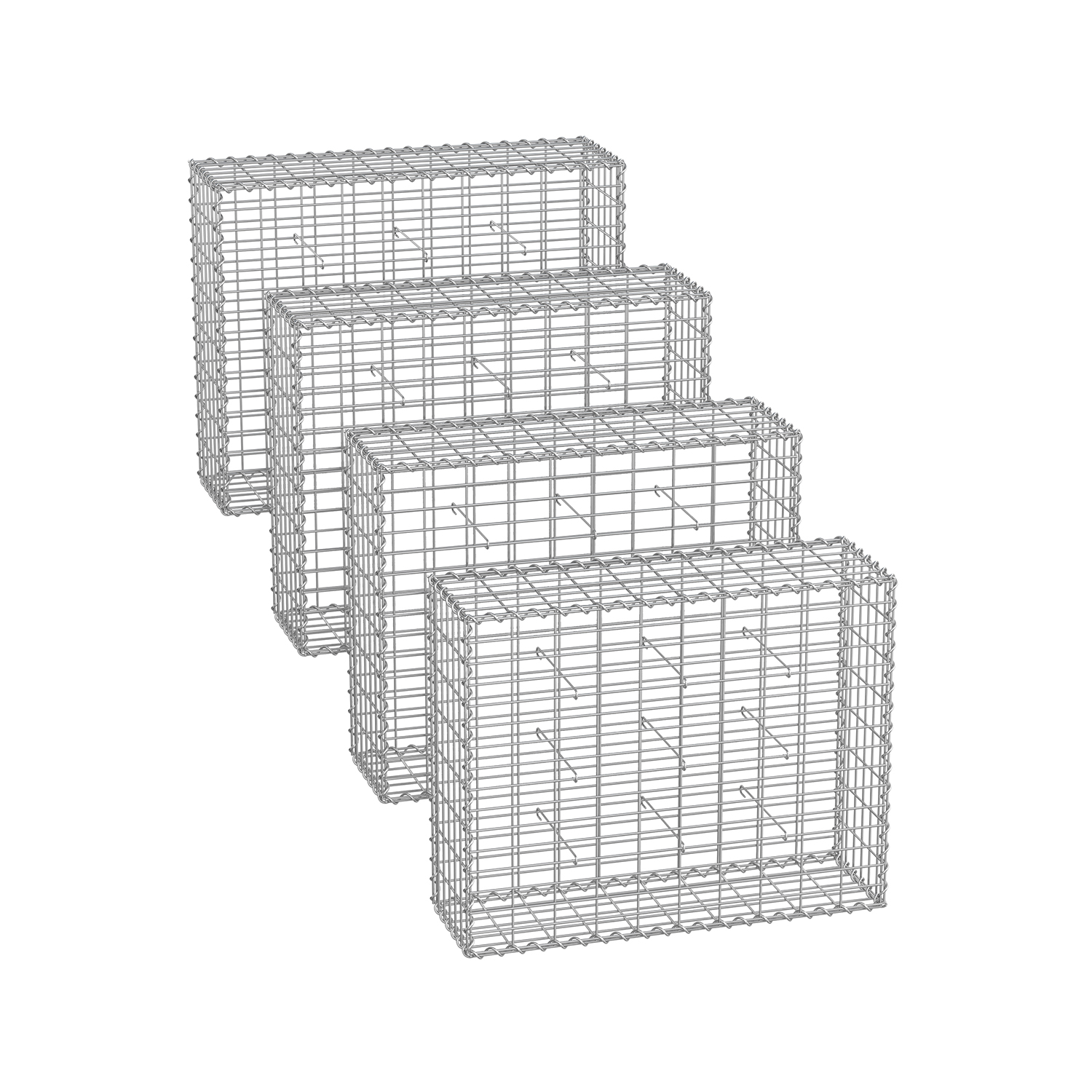 Gabion Cage - VELRAH Metal Stone Cage - 100 x 80 x 30 cm - Silver - Indigo Home