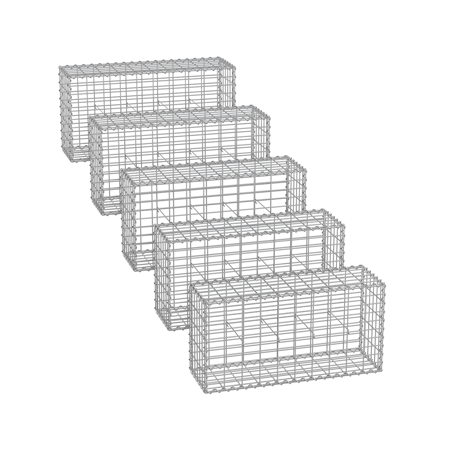 Gabion Cage - ZARNA Metal Stone Cage - 100 x 50 x 30 cm - Silver - Indigo Home