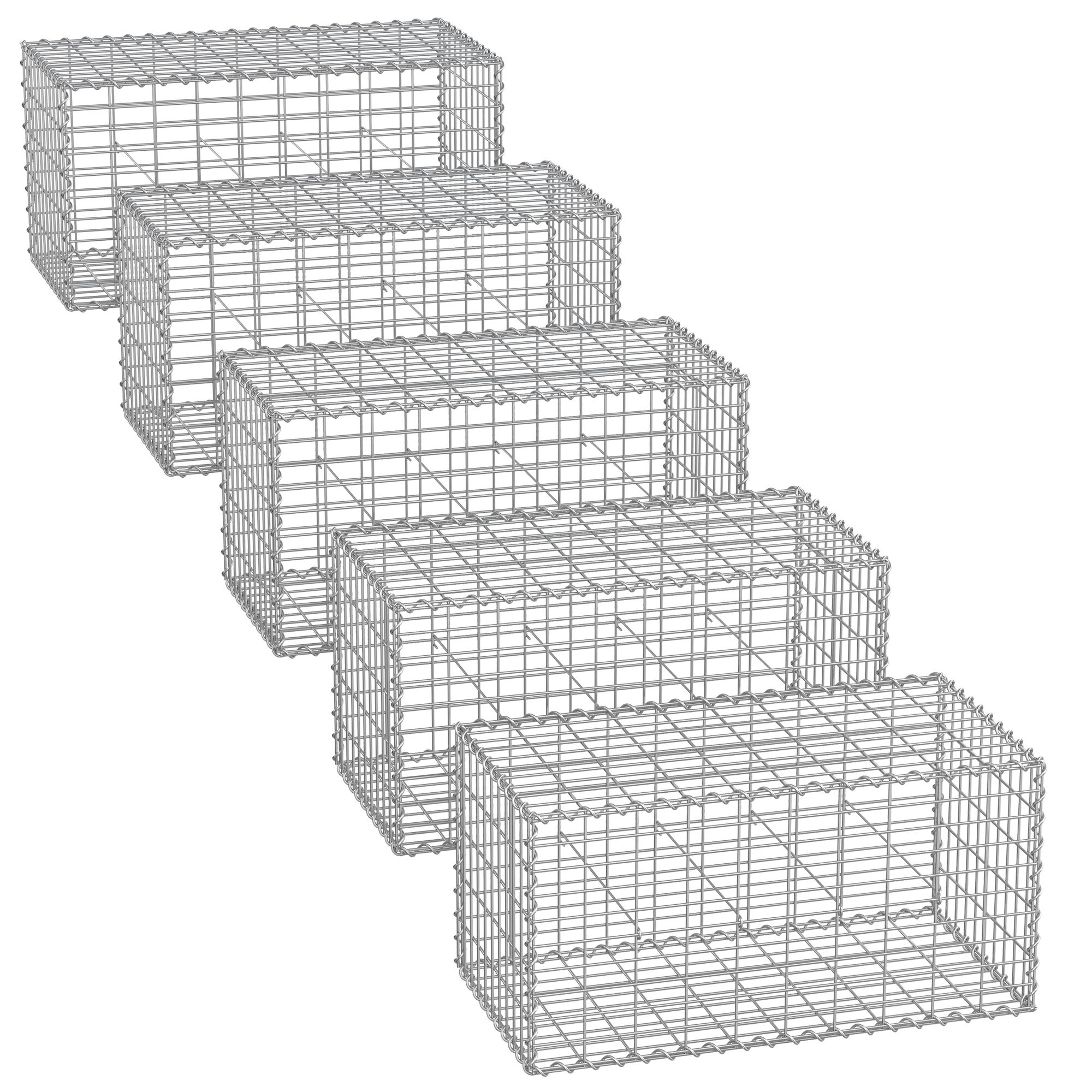 Gabion Cage - ZARNA Metal Stone Cage - 100 x 50 x 50 cm - Silver - Indigo Home