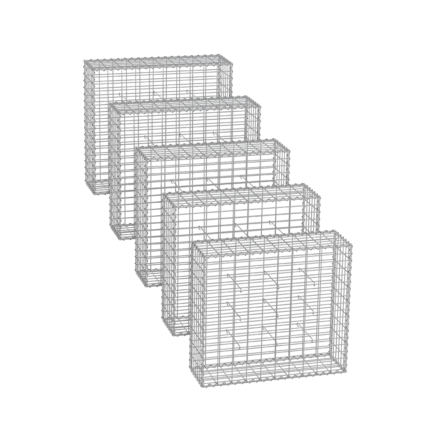 Gabion Cage - ZARNA Metal Stone Cage 100 x 90 x 30 cm - Silver - Indigo Home