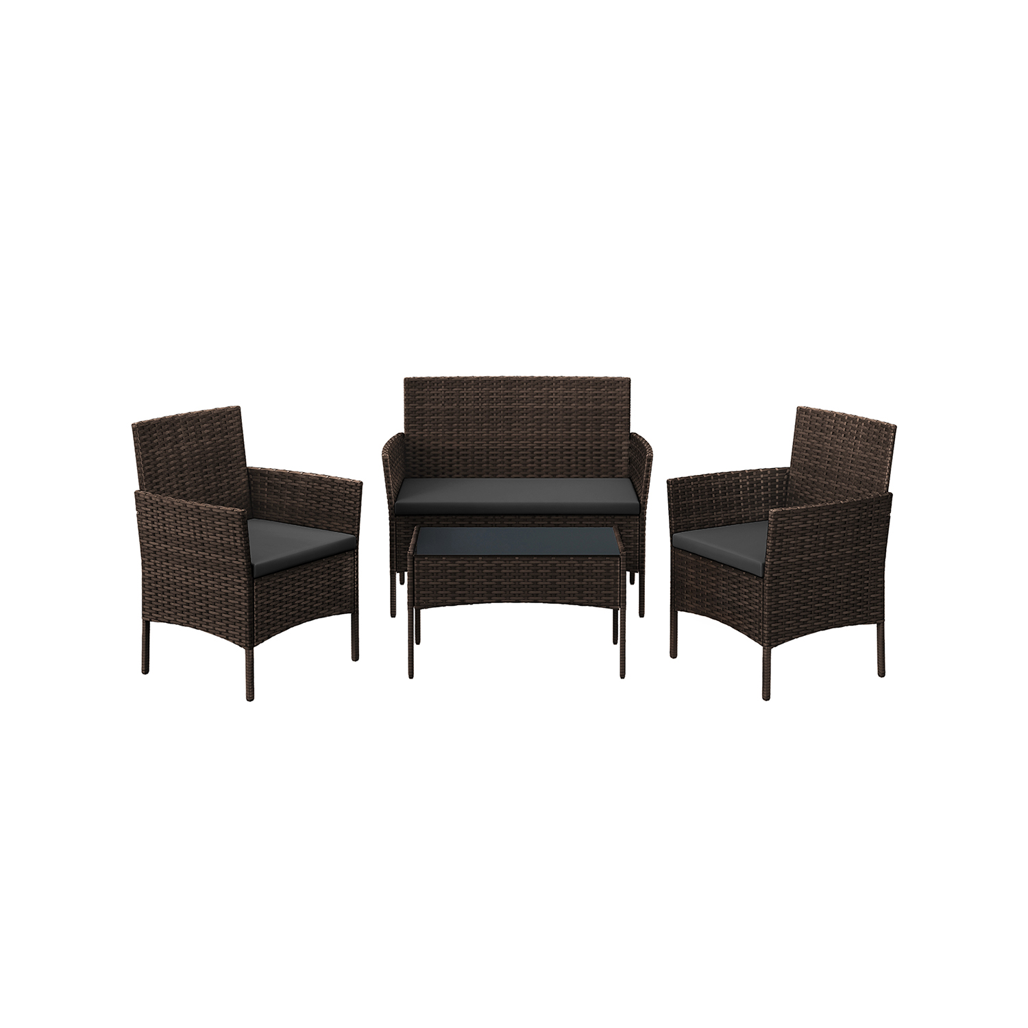 Patio Furniture - SERNZA Polyrattan Outdoor Set of 3 - Black - Indigo Home