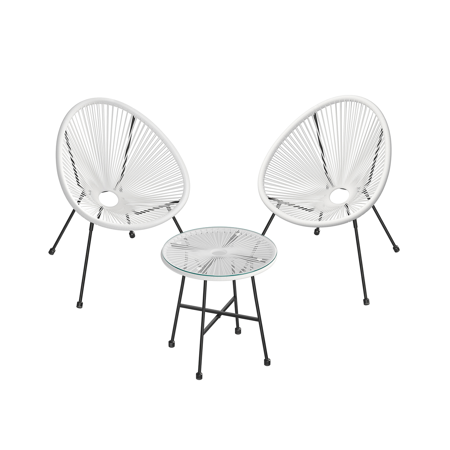 Garden Furniture Set - SERNZA 3 Piece Patio Set - White - Indigo Home