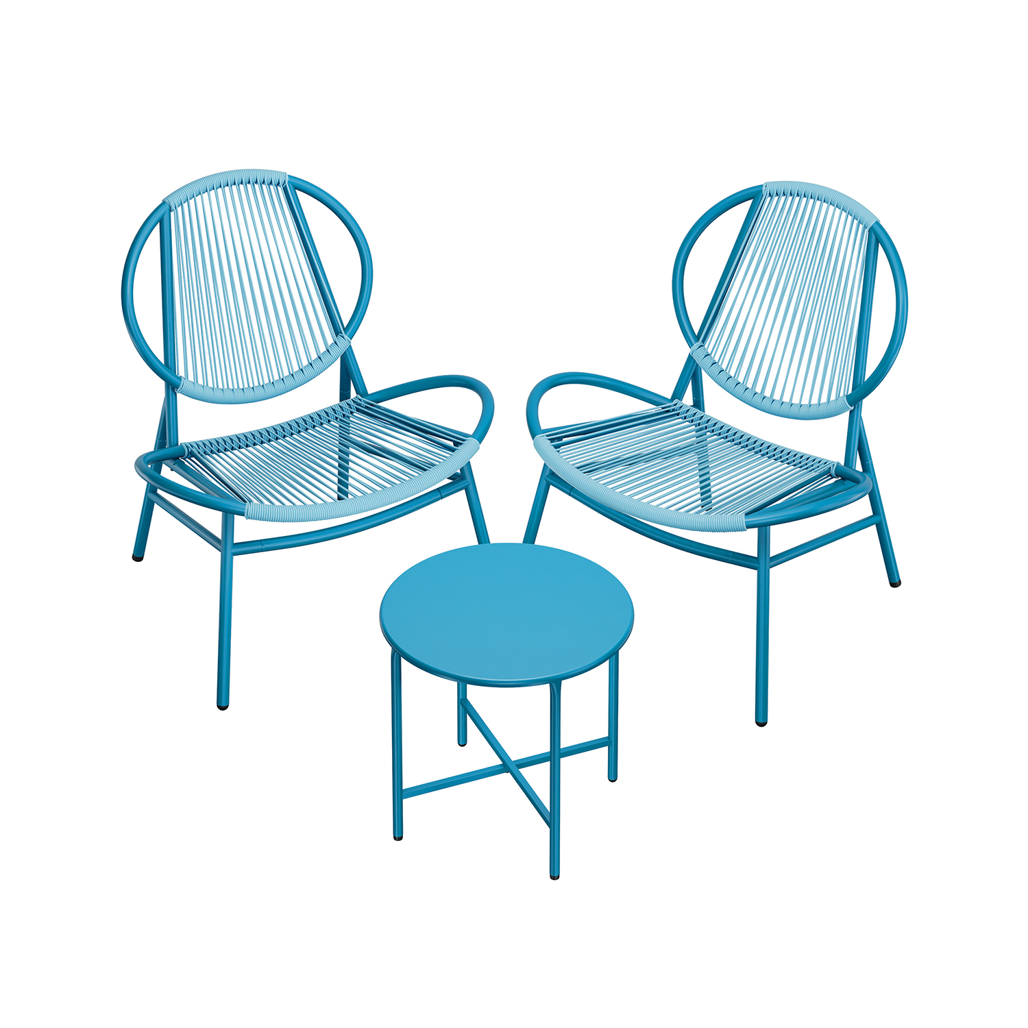 Garden Bistro Set - SERNZA 3 Piece Outdoor Furniture - Lake Blue - Indigo Home