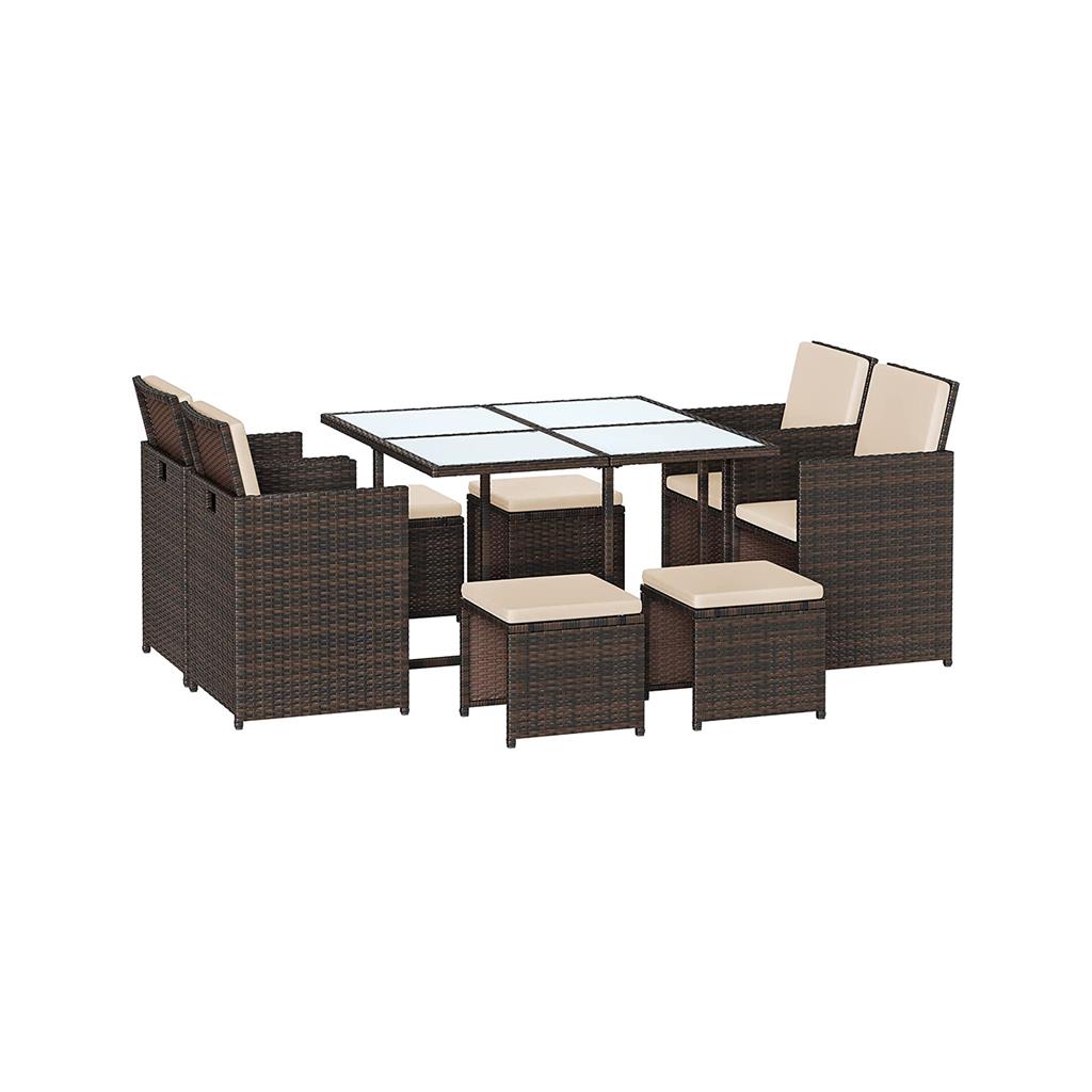 Set of 9 PE Rattan Outdoor Patio Furniture - Indigo Home