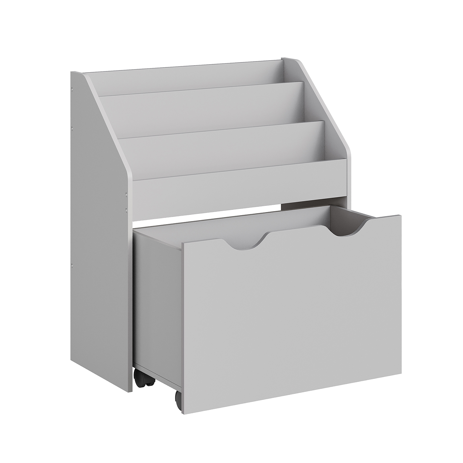 Kids Bookshelf - MODVA Multipurpose Toy Organiser with Shelves - Dove Grey - Indigo Home