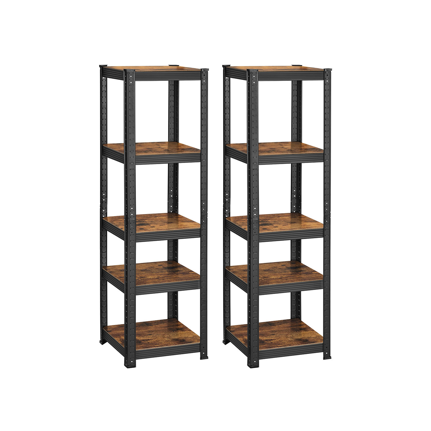 Shelving Units - TARLIA Set of 2 37 x 150 cm 400 kg Load - Brown - Indigo Home