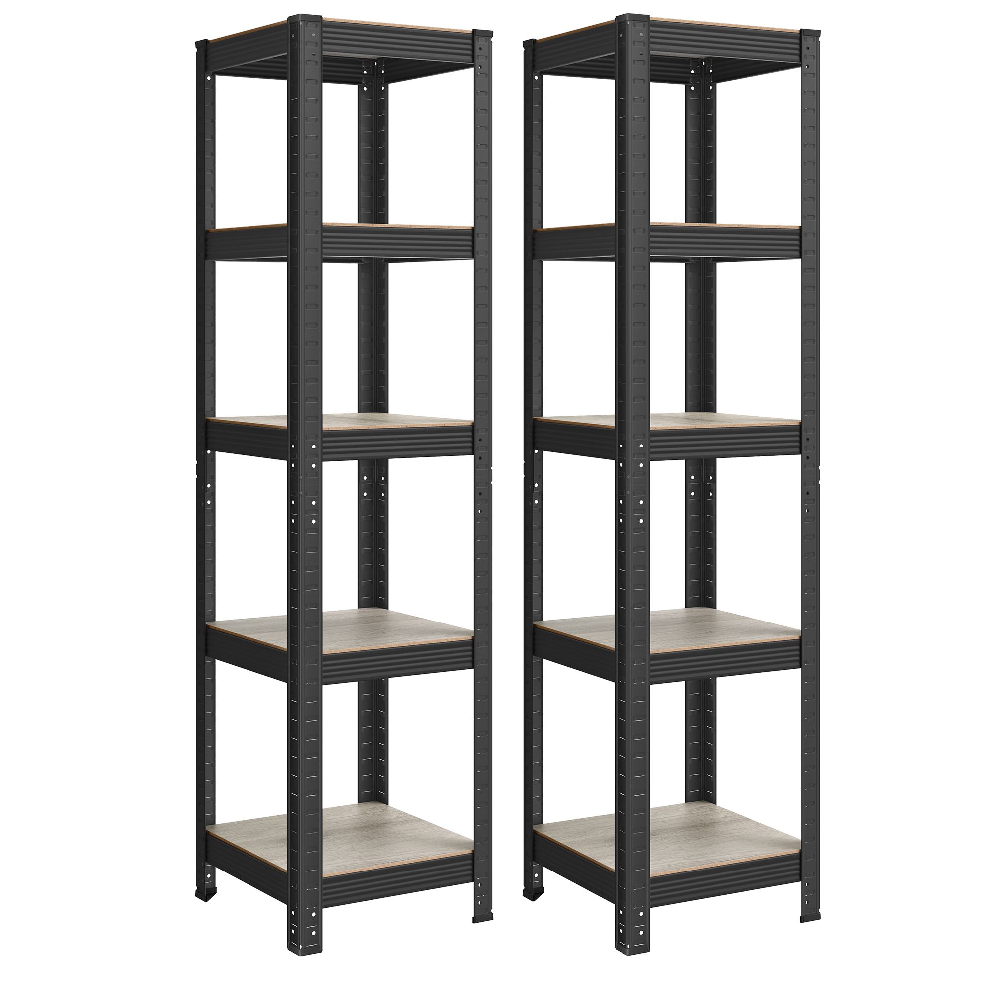 Shelving Units - TARLIA Set of 2 Shelving Units Natural Wood with Black Metal Frame - Black - Indigo Home