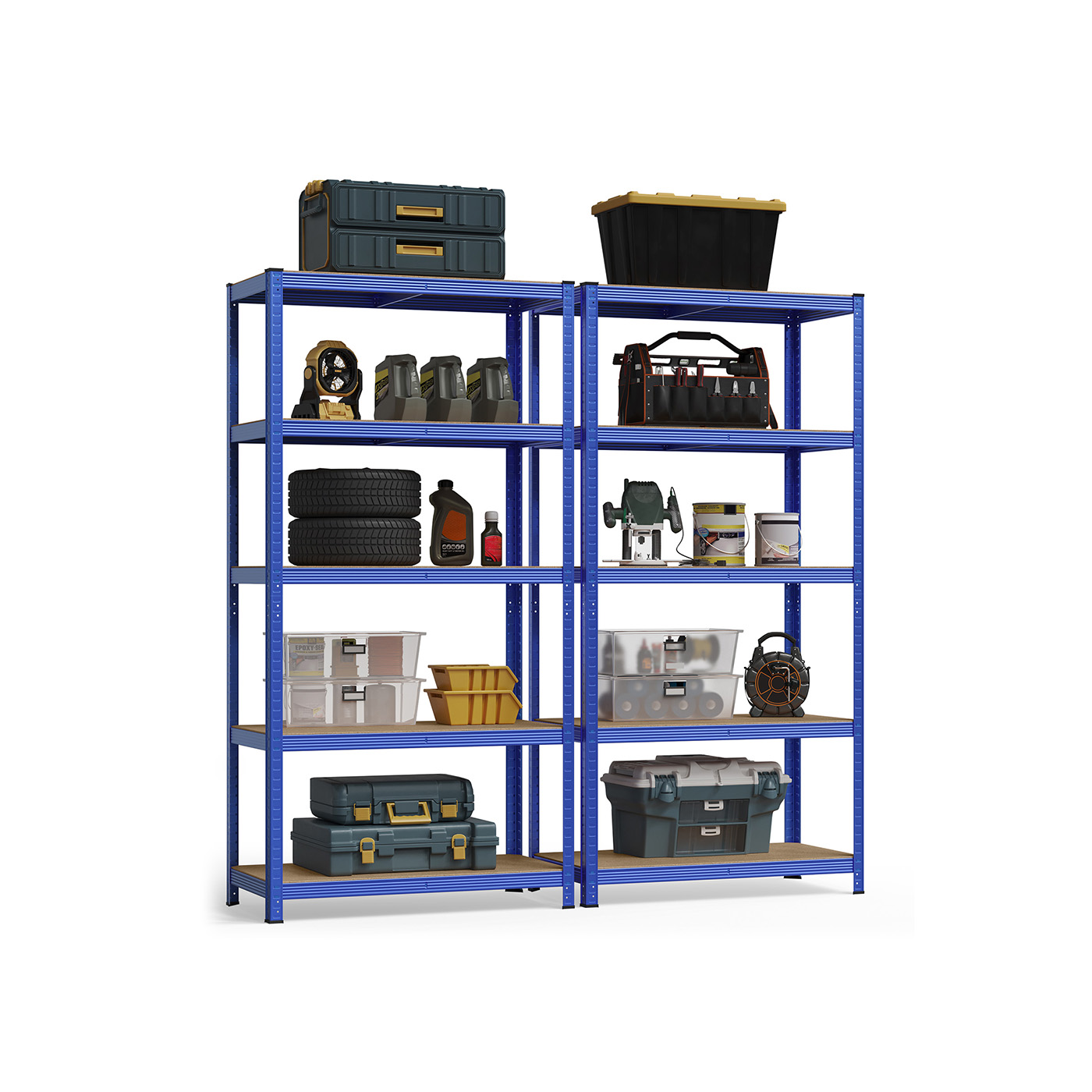 Shelving Unit - TARLIA 5 Tier Steel 600 kg Capacity 50x100x200 cm - Blue - Indigo Home
