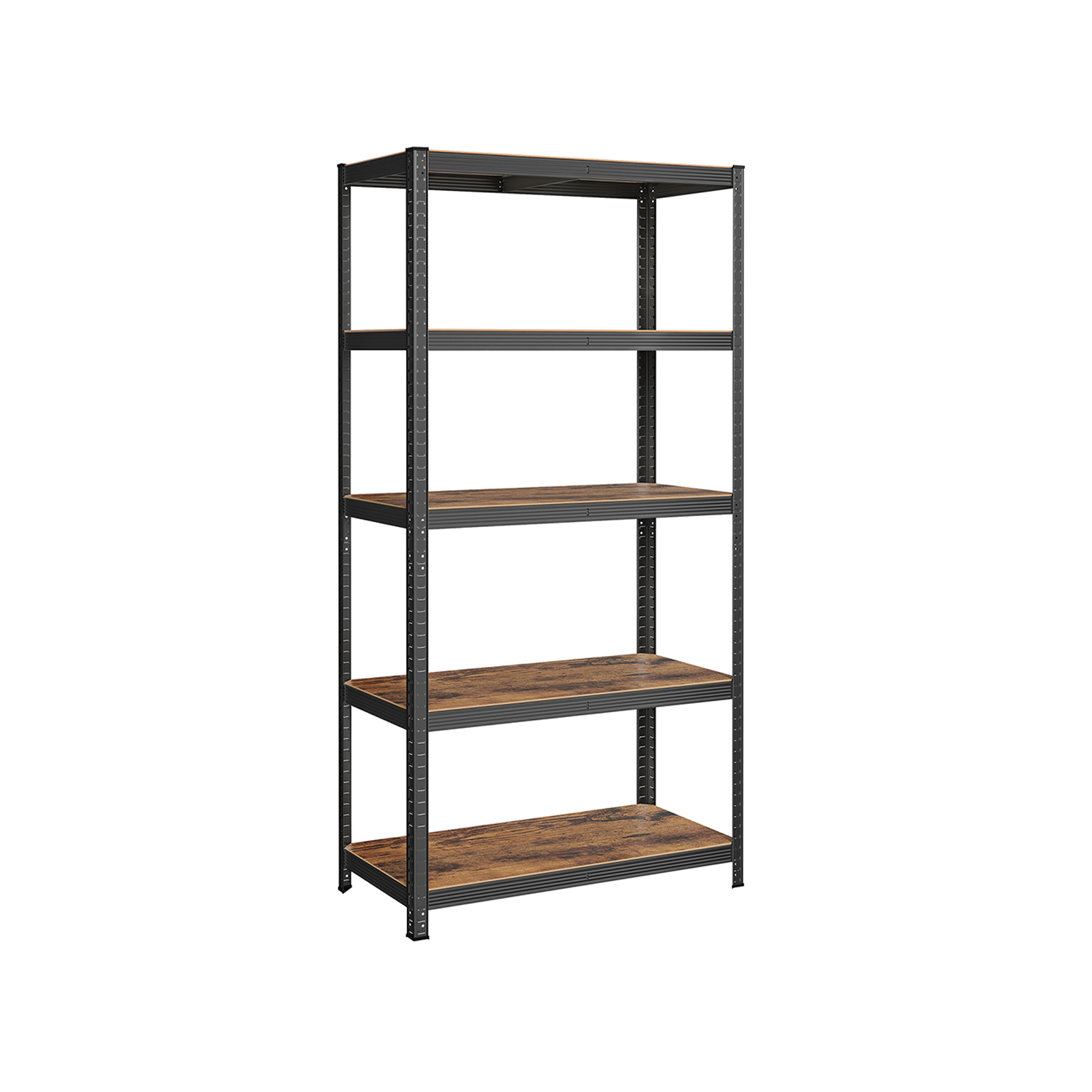 Shelving Unit - TARLIA 5 Tier Shelving Unit Rustic Brown and Black - Black and Rustic Brown - Indigo Home