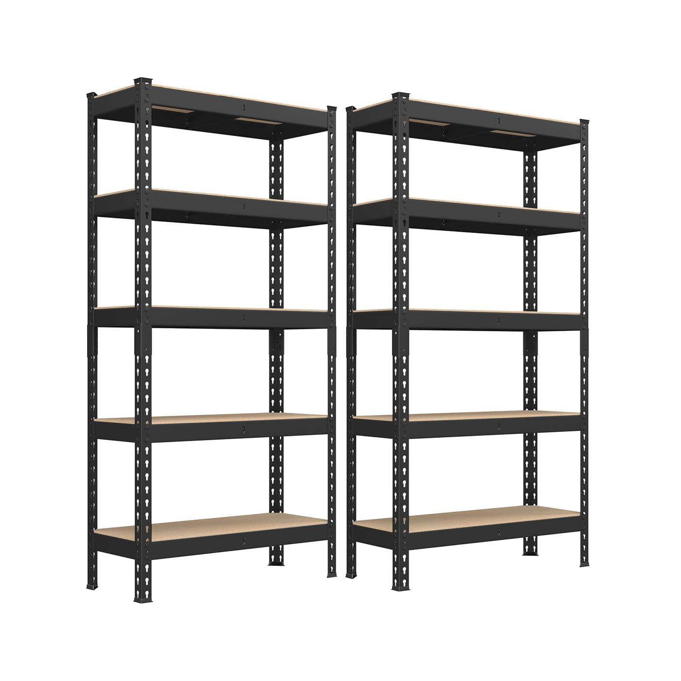 Shelving Units - VELTA Set of 2 5 Tier Storage 875 kg Load 30 x 75 x 150 cm - Black - Indigo Home