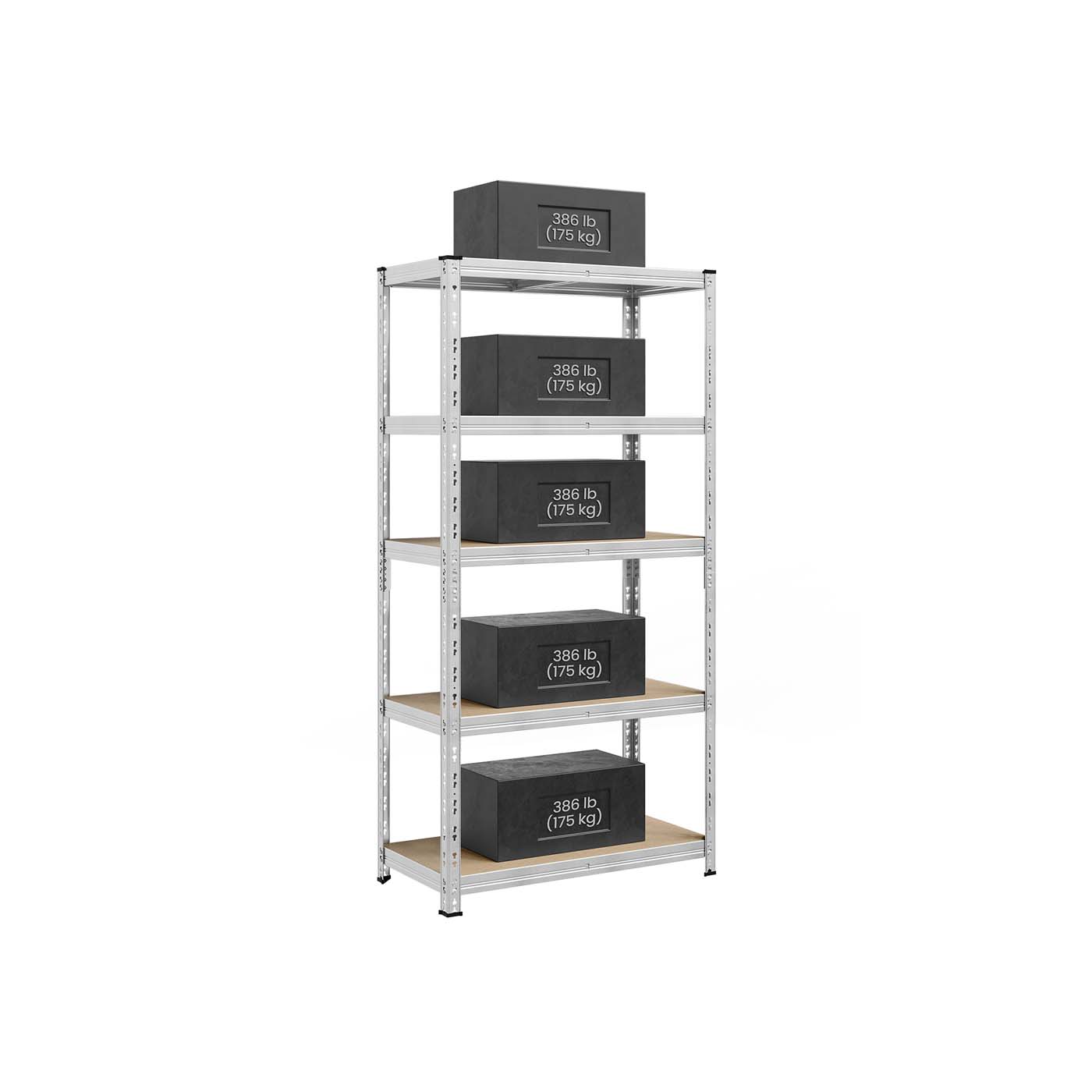 Storage Shelf - VERTTO Heavy Duty Metal Adjustable Shelves 100cm - Silver - Indigo Home