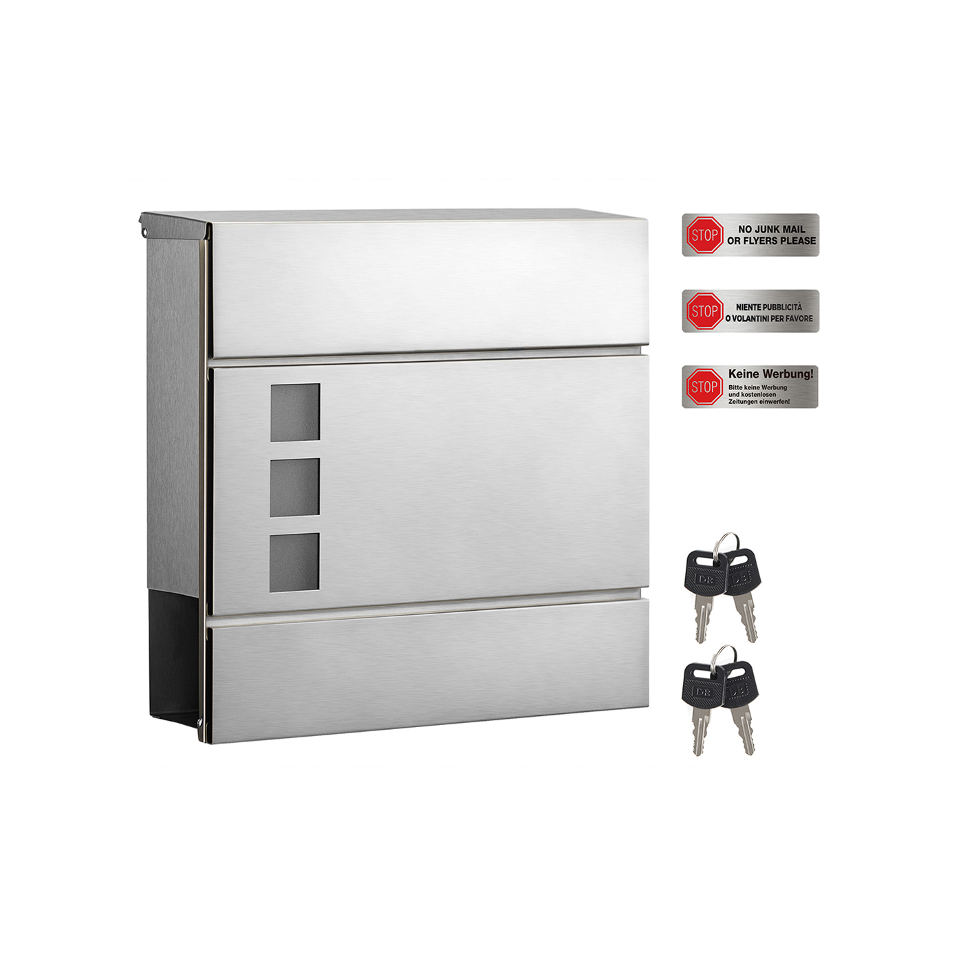 Post Box - NOVRAH Modern Stainless Steel with Newspaper Holder - Grey - Indigo Home