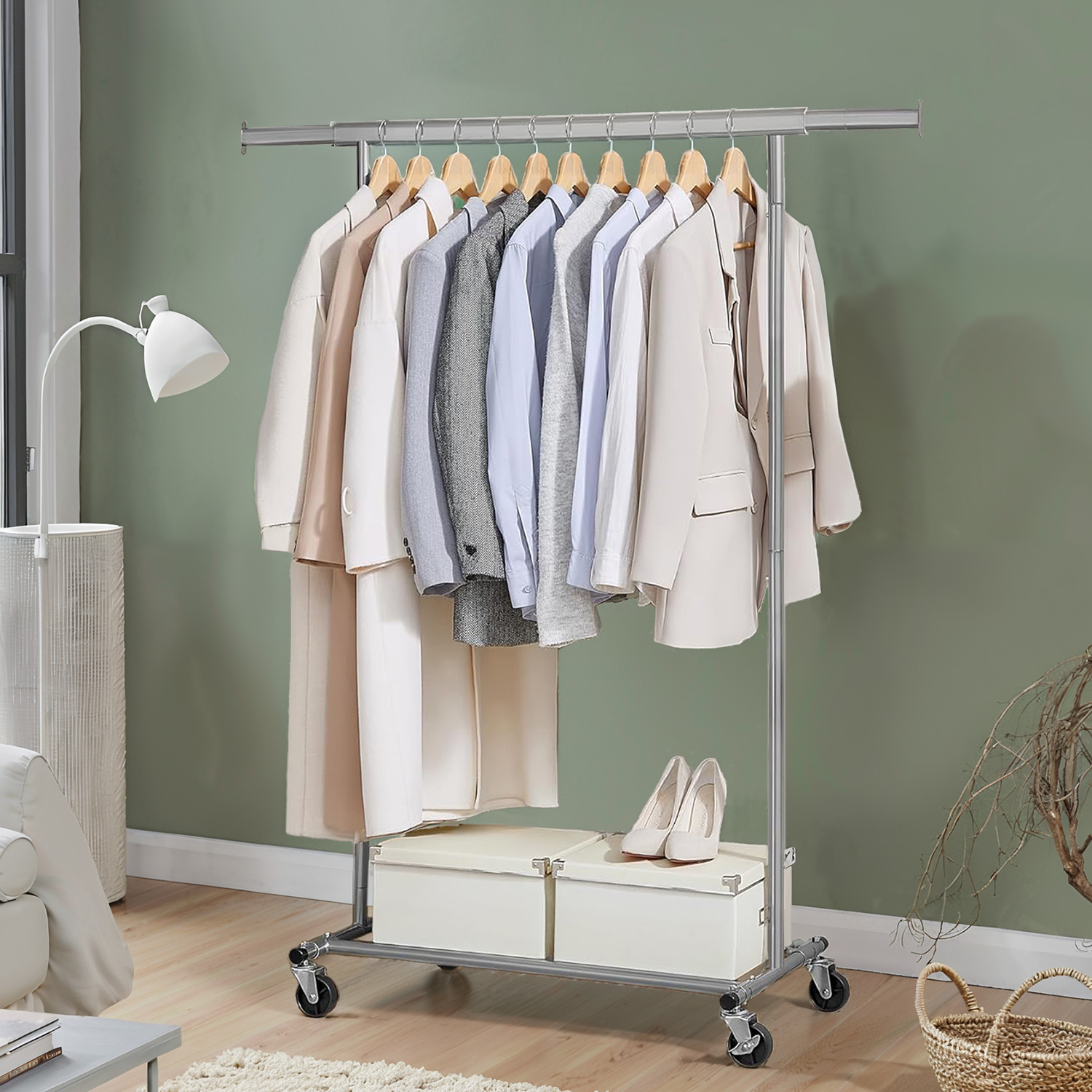 Clothes Rack - TARVA Heavy Duty on Wheels Clothes Rack - Dove Grey - Indigo Home