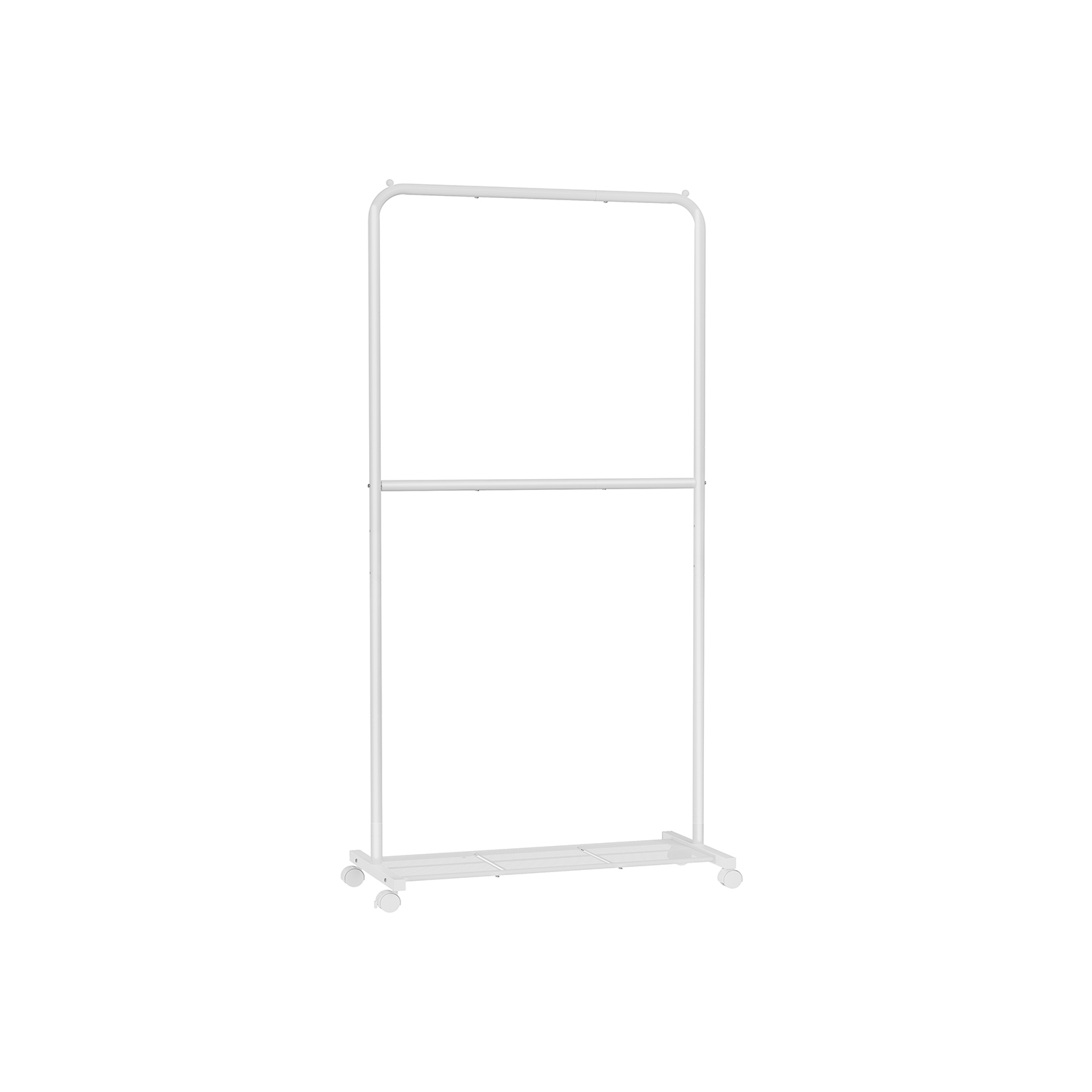 Double-Rod Clothes Rail on Wheels White - Indigo Home