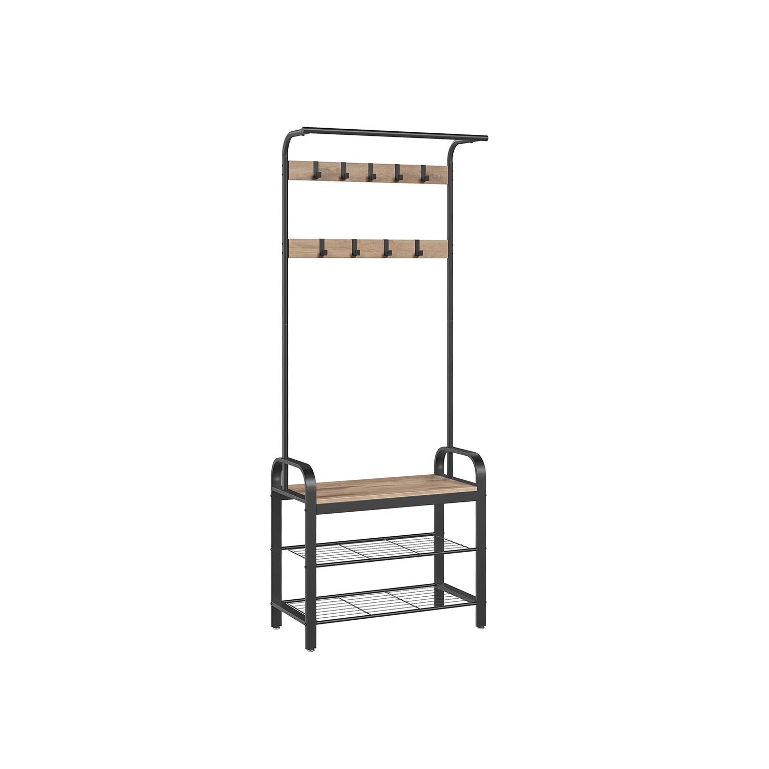 Coat Rack - SERRO Stand Shoe Storage Bench 34 x 72 x 183 cm - Camel Brown - Indigo Home