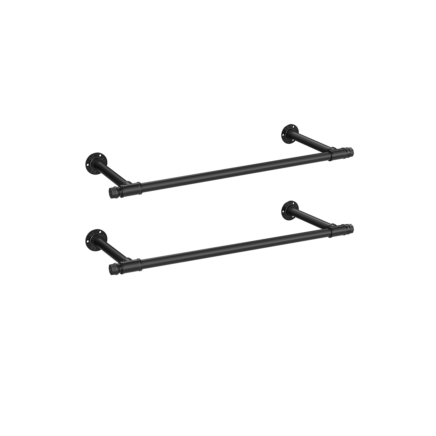 Set of 2 Wall-Mounted Clothes Rail 60 kg Load - Indigo Home