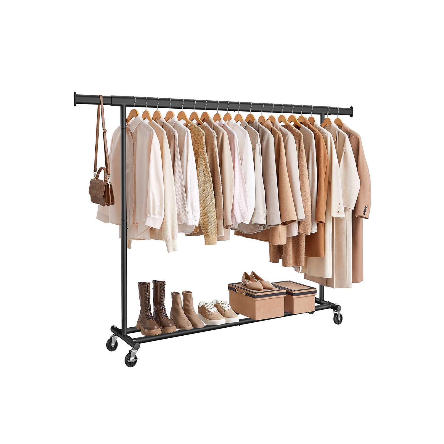 Clothes Rack - FIONIA Portable Extendable Rail Clothes Rack - Black - Indigo Home