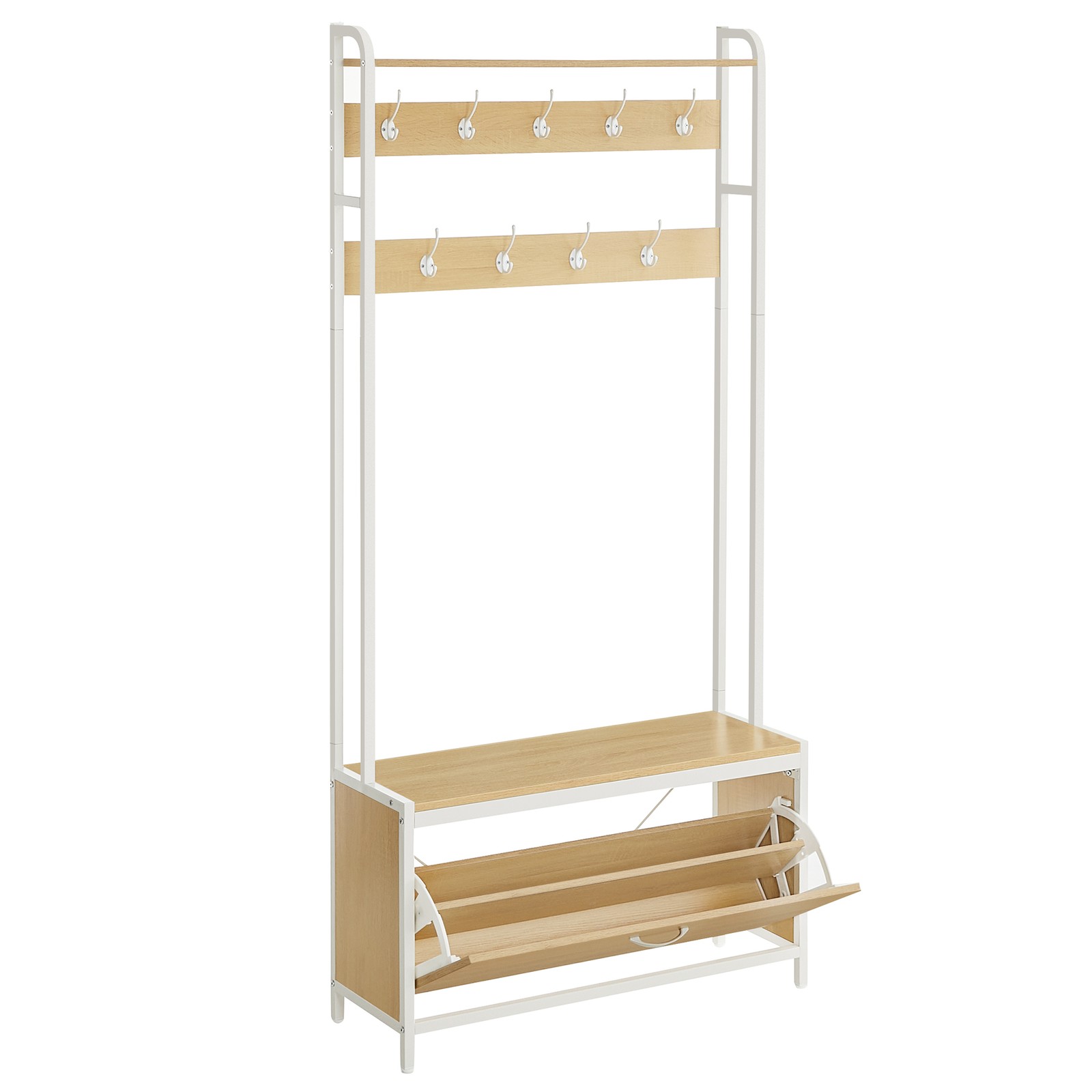 Coat Rack - VELRO Rack Shoe Storage - Golden Oak White - Indigo Home