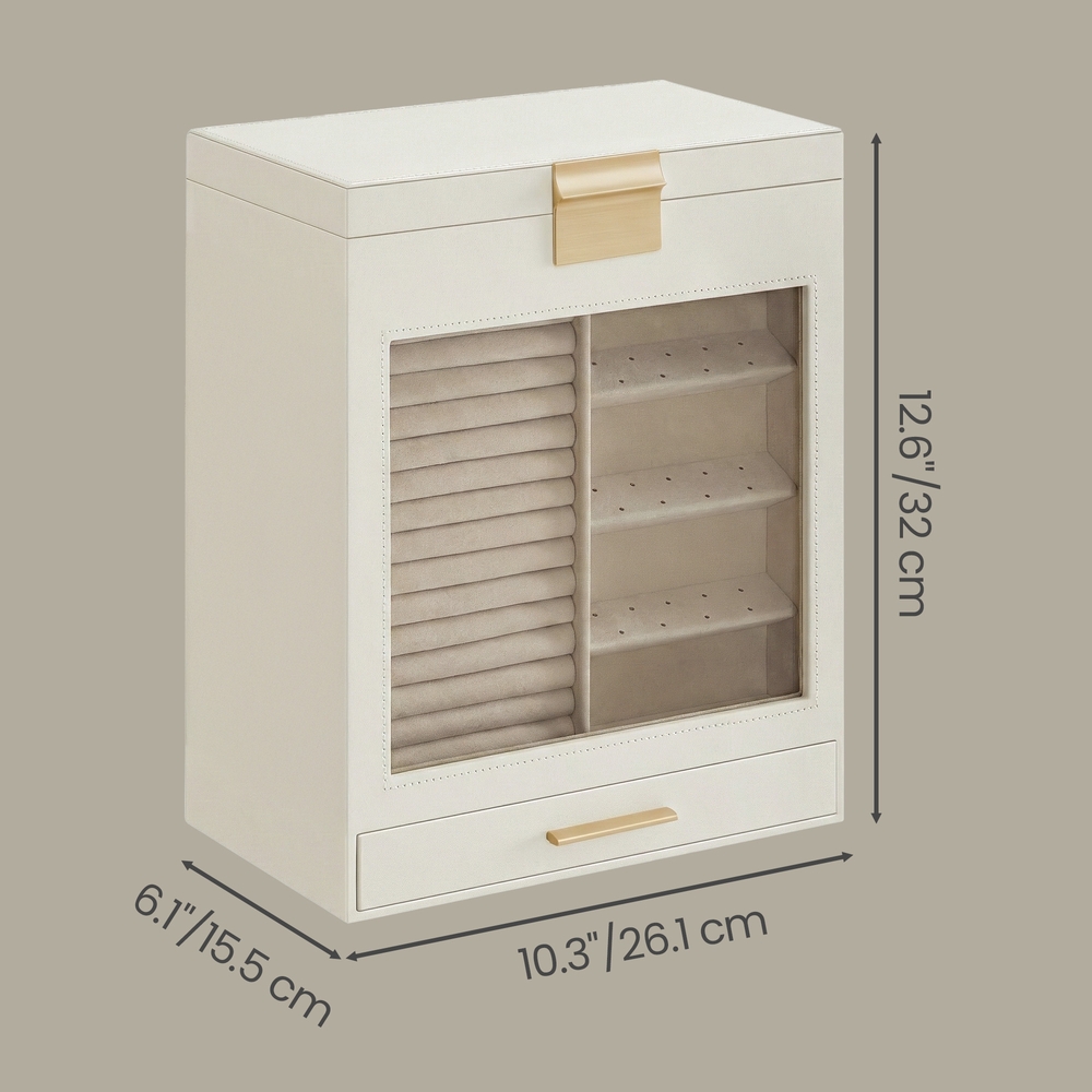 BETYTA 5 Layer Jewellery Box with Glass Lid - White - Indigo Home