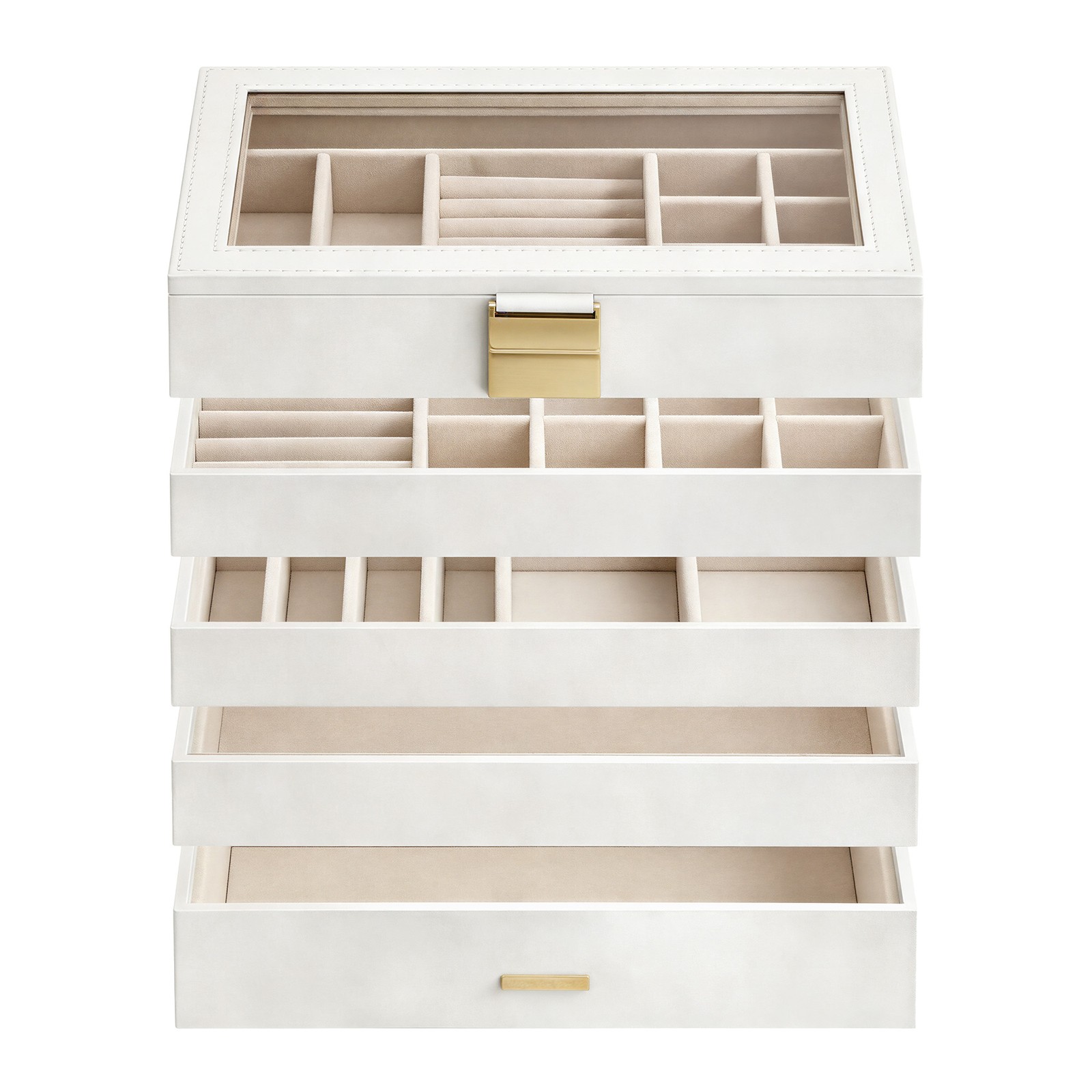 BISENA 5 Tier Jewellery Organiser Box - White - Indigo Home