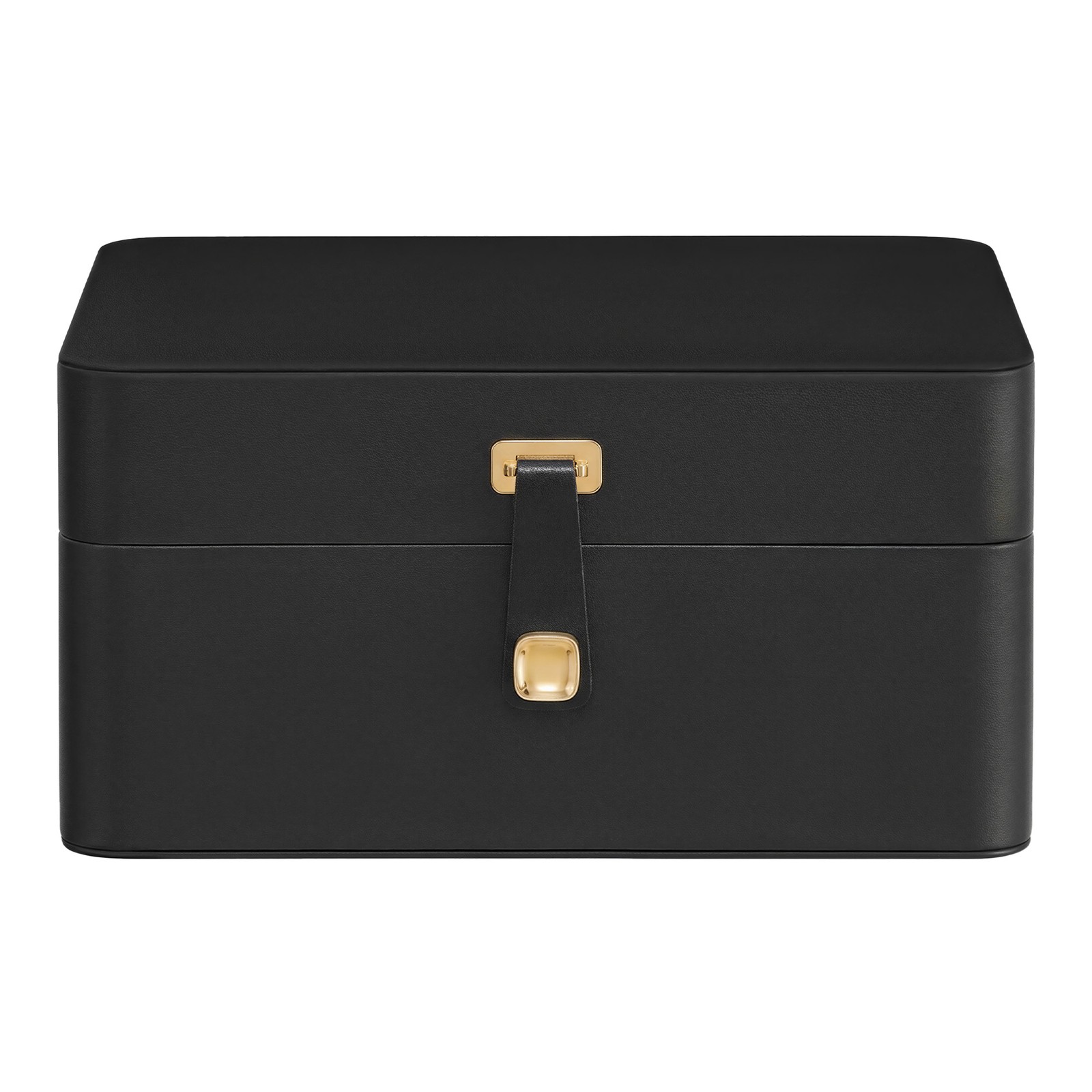 BITAKE 2 Layer Jewellery Storage Case with Mirror - Black - Indigo Home