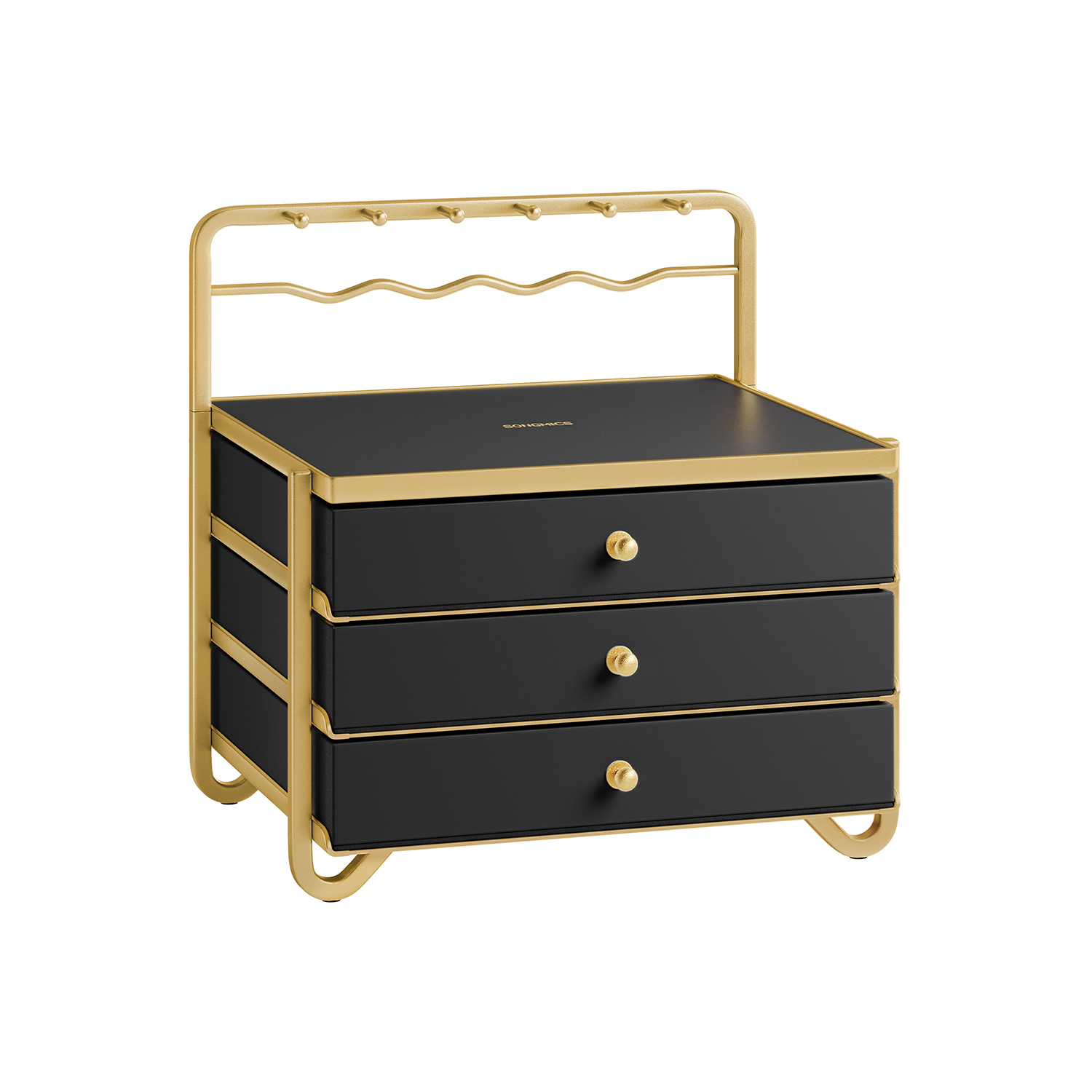 Jewellery Box - ARCVA 3 Tier Drawer Organizer - Black - Indigo Home
