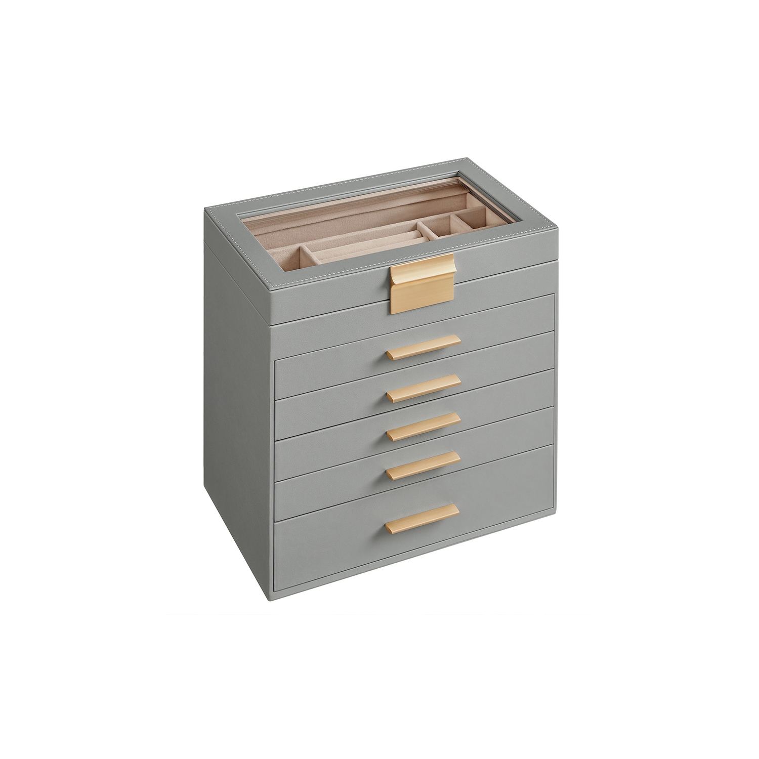 Jewellery Box - ARCVA 6 Tier Organizer with Lid - Dove Grey - Indigo Home
