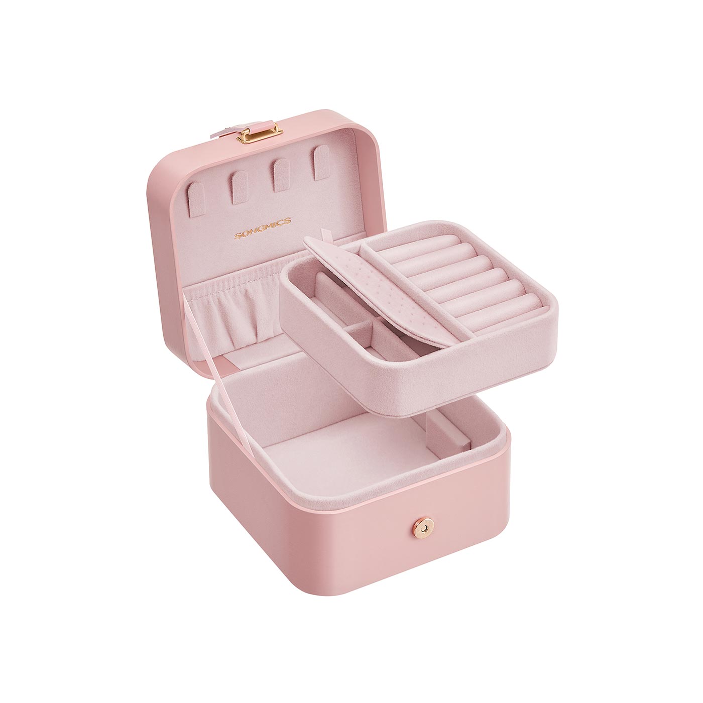 Jewellery Box - ARCVA 2-Layer Storage Organizer 11.2 x 11.8 x 7.2 cm - Jelly Pink - Indigo Home