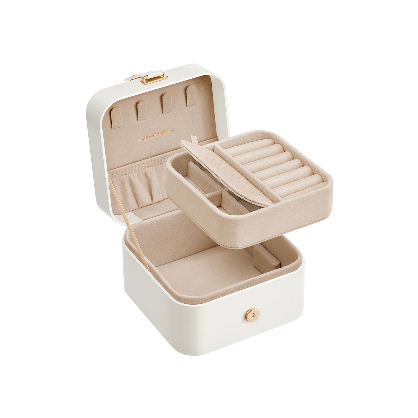 Jewellery Box - ARCVA 2-Layer Storage Organizer 11.2 x 11.8 x 7.2 cm - White - Indigo Home