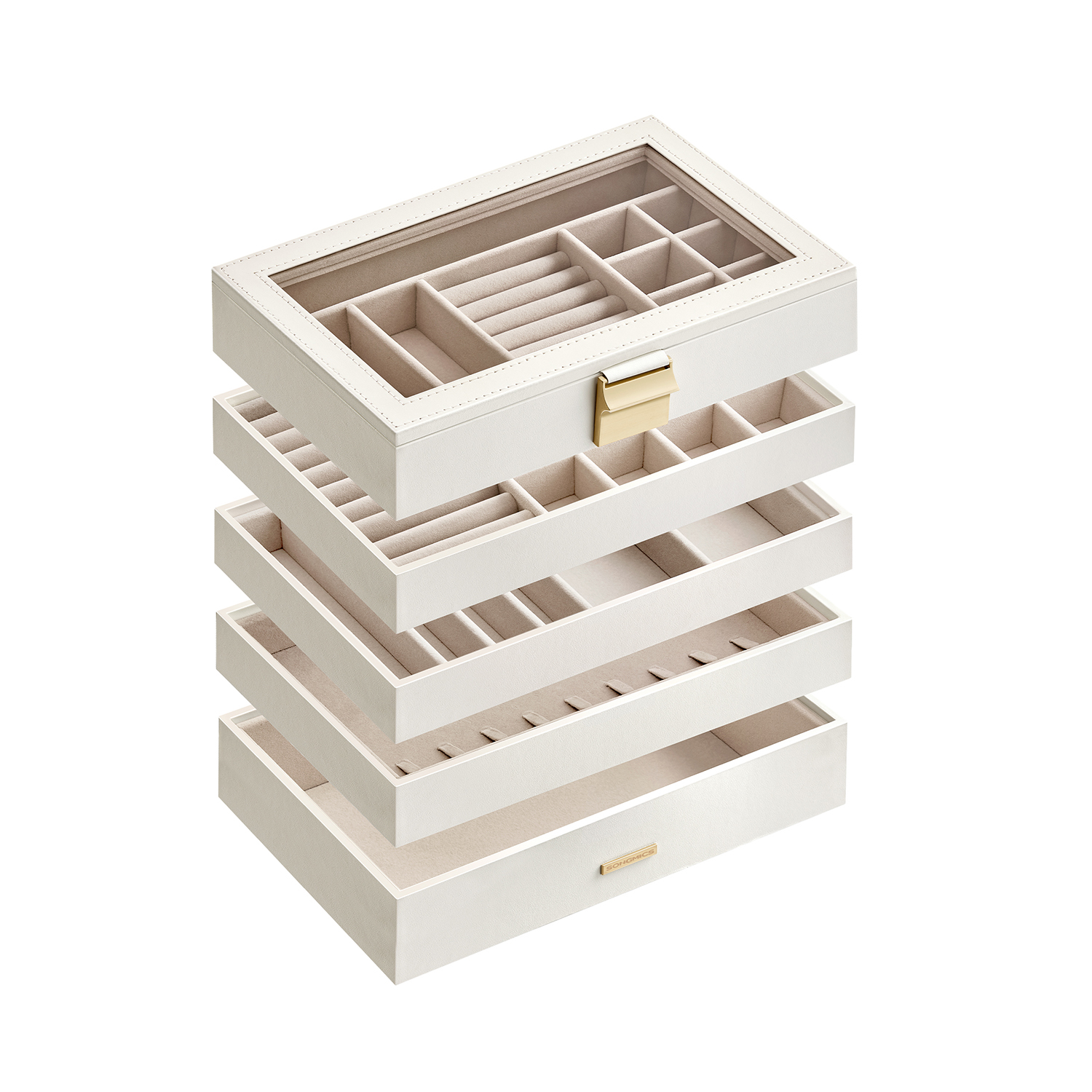 Jewellery Trays - ARCVA Trays 5 Tier Stackable Organizer - White - Indigo Home