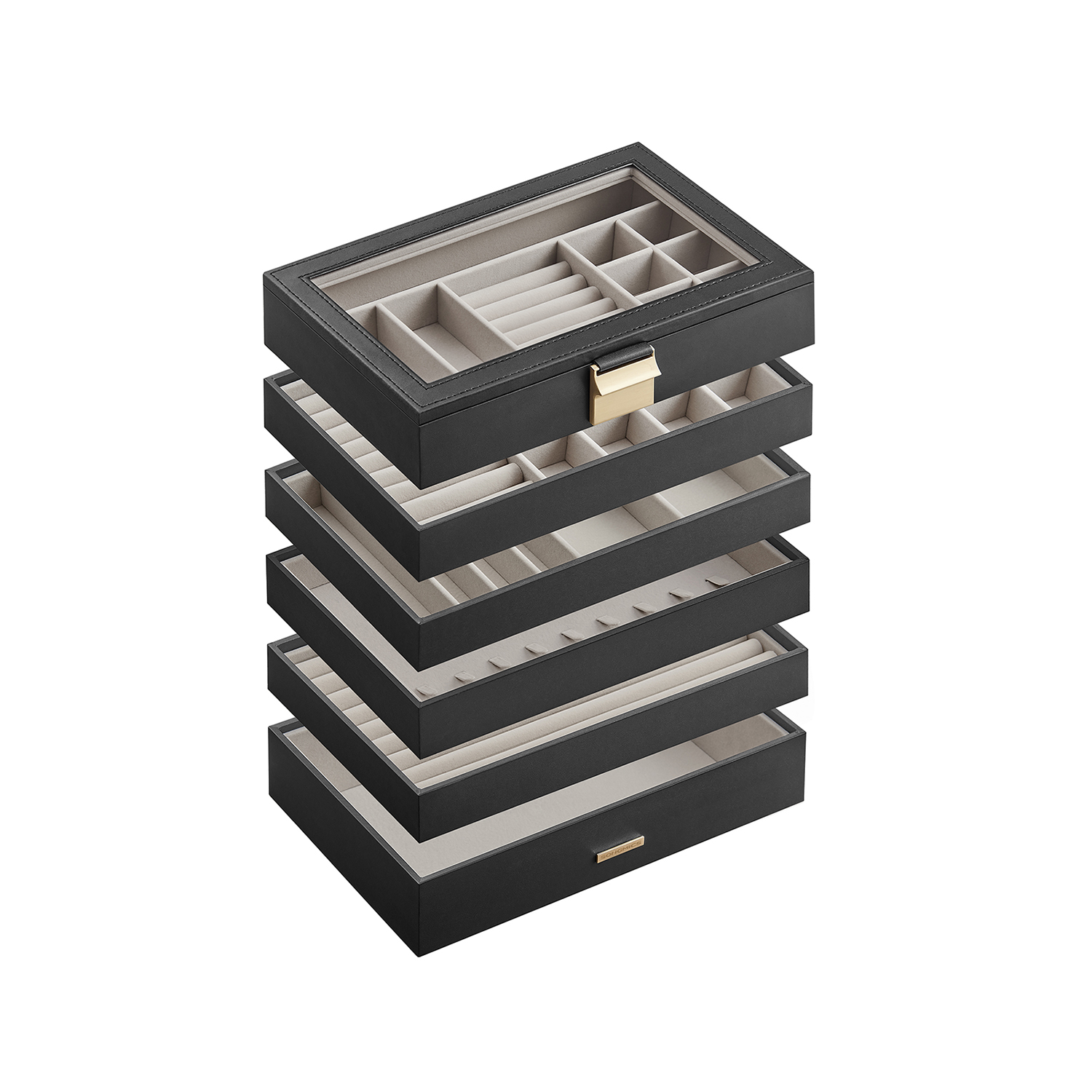 Jewellery Trays - ARCVA 6 Tier Stackable Organizer - Black - Indigo Home