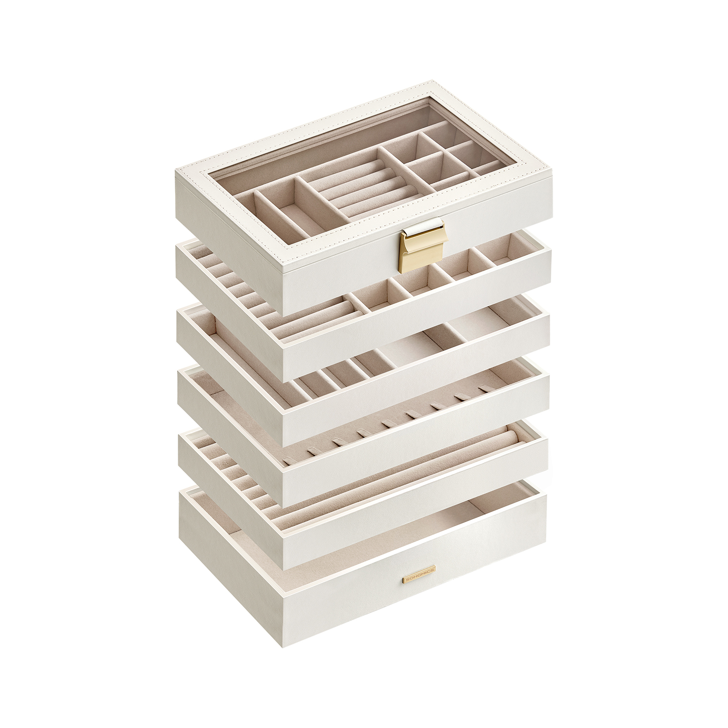 Jewellery Trays - ARCVA 6 Tier Stackable Organizer - White - Indigo Home