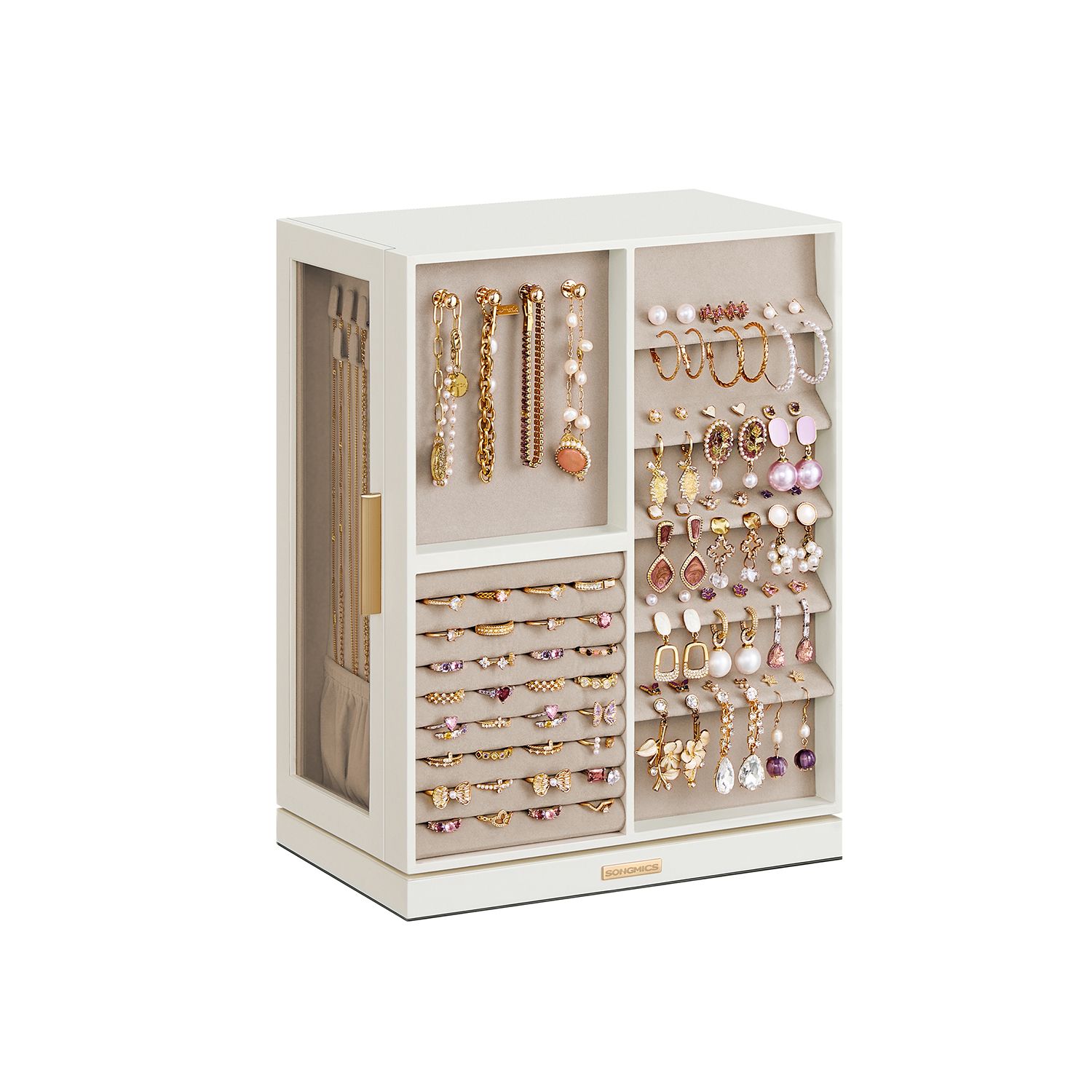 Jewellery Box - SOLNZA Spin Rotating Organizer with 7 Drawer - White