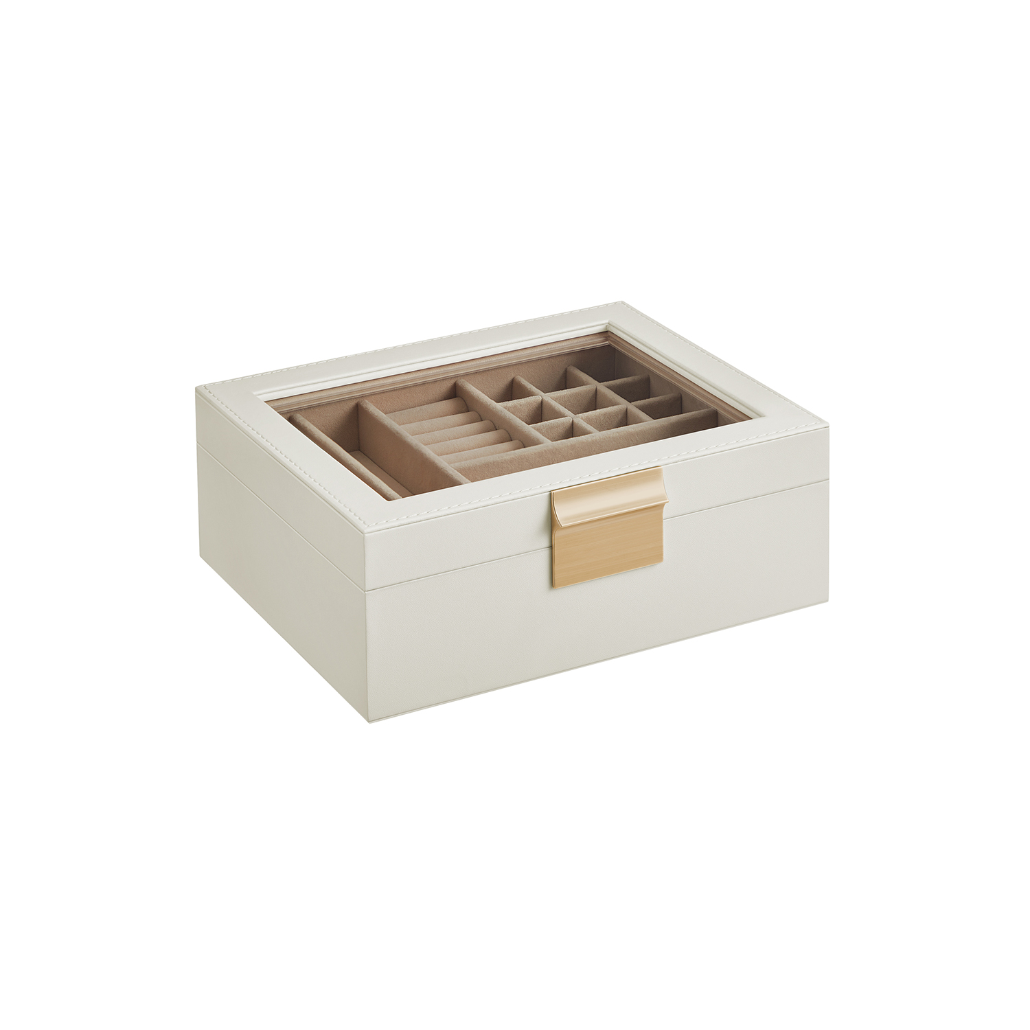 2-Layer Jewellery Organiser with Removable Tray Cloud White - Indigo Home