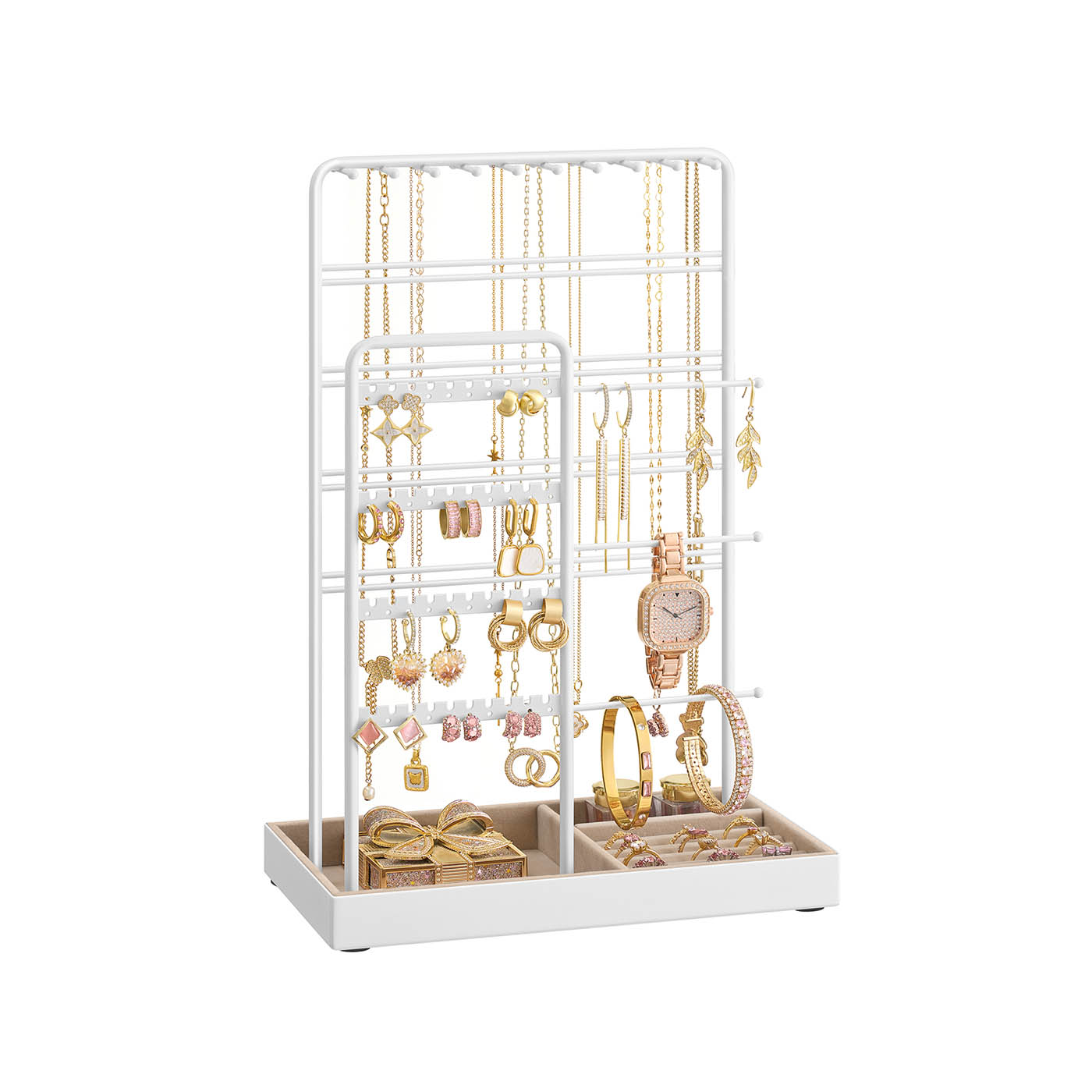 Jewellery Stand - AVOLIA Metal Frame Velvet Tray - Matte White - Indigo Home